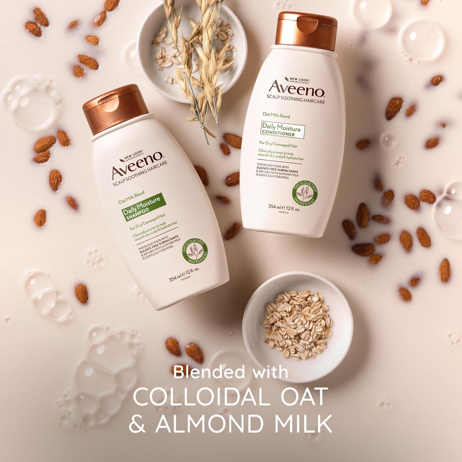 Aveeno Farm-Fresh Oat Milk Sulfate-Free Shampoo with Colloidal Oatmeal & Almond Milk, Moisturizing Shampoo for All Hair Types, Safe for Color-Treated Hair, Paraben & Dye-Free, 12 Fl Oz - Image 6