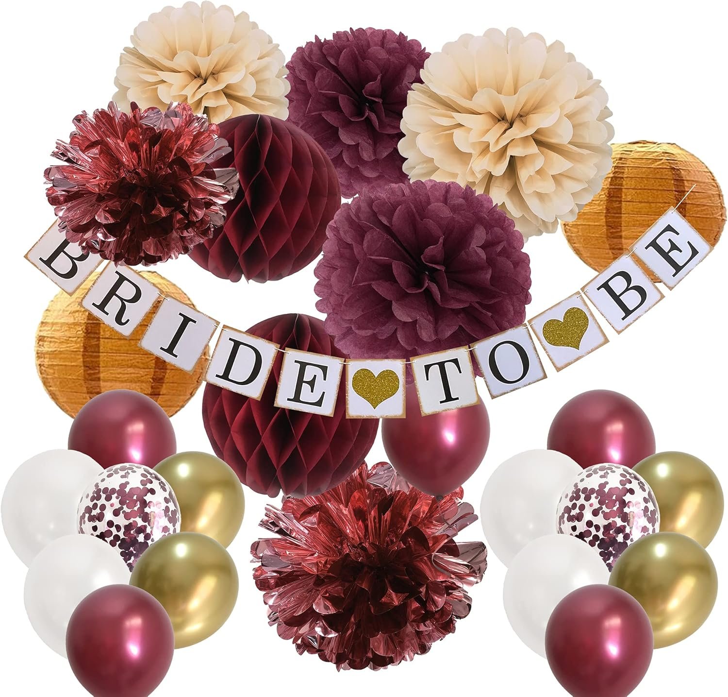 Bachelorette Party Decorations Burgundy - Gold Maroon Color Bridal Shower Decorations for Fall in Love Wine Red Champagne Wedding Decor - Image 2