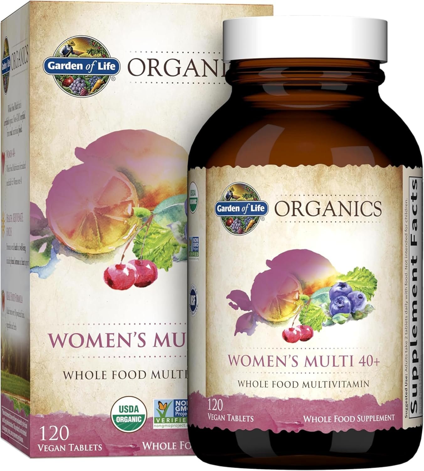 Garden of Life Organics Vitamins for Women 40 Plus - 120 Tablets, Womens Multi 40 Plus, Vegan Vitamins for Women Over 40, Hormone & Breast Health Support Blend, Whole Food Womens Multivitamin - Image 2