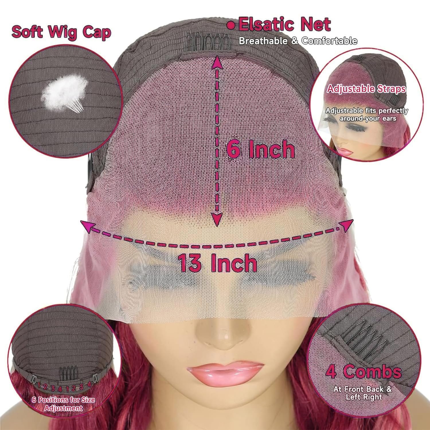 99j Burgundy Lace Front Wigs Human Hair 13x6 Body Wave Lace Front Wigs Human Hair Pre Plucked 180 Density HD Transparent Burgundy Wig Red Colored Wigs Human Hair for Women with Baby Hair 18 Inch - Image 5