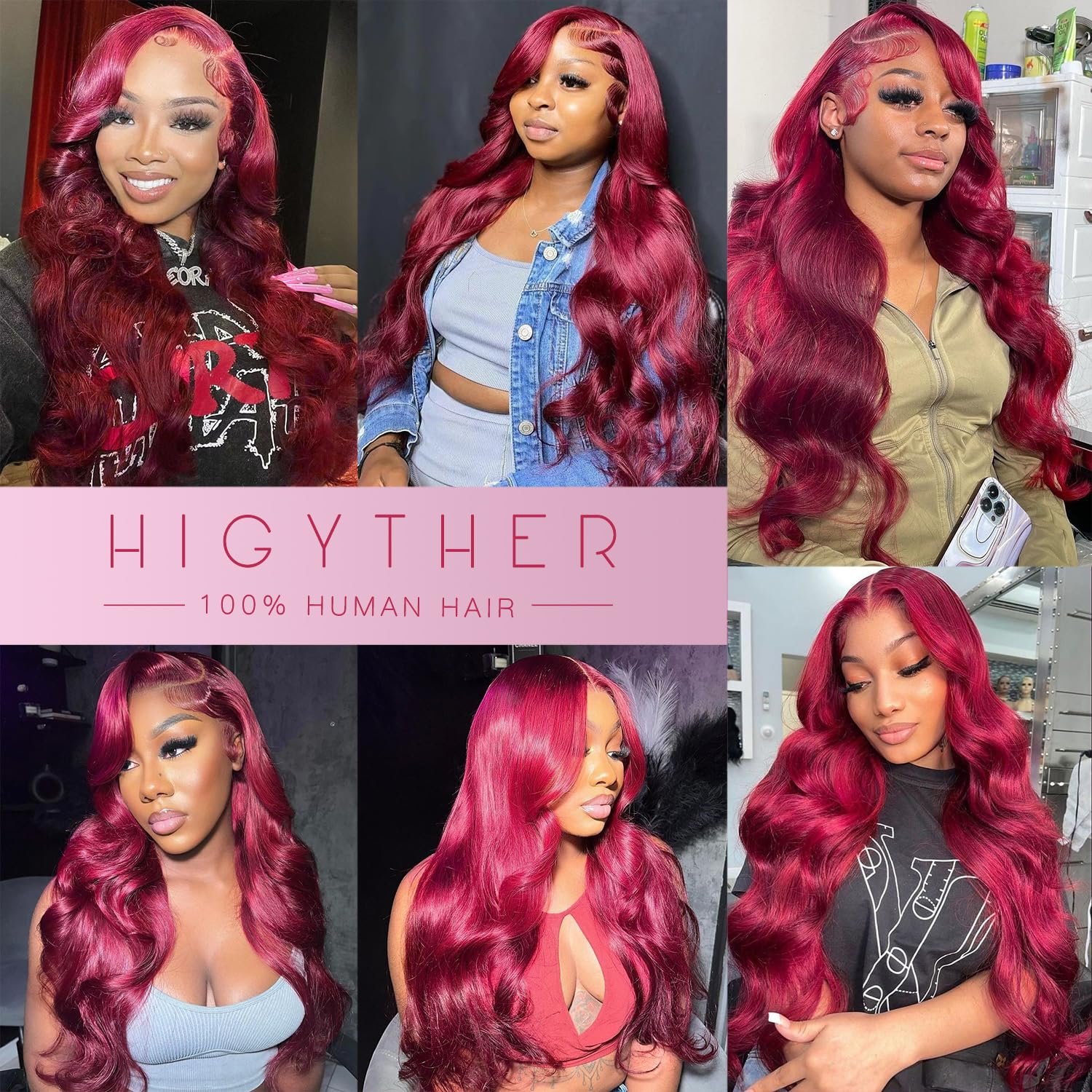99j Burgundy Lace Front Wigs Human Hair 13x6 Body Wave Lace Front Wigs Human Hair Pre Plucked 180 Density HD Transparent Burgundy Wig Red Colored Wigs Human Hair for Women with Baby Hair 18 Inch - Image 7