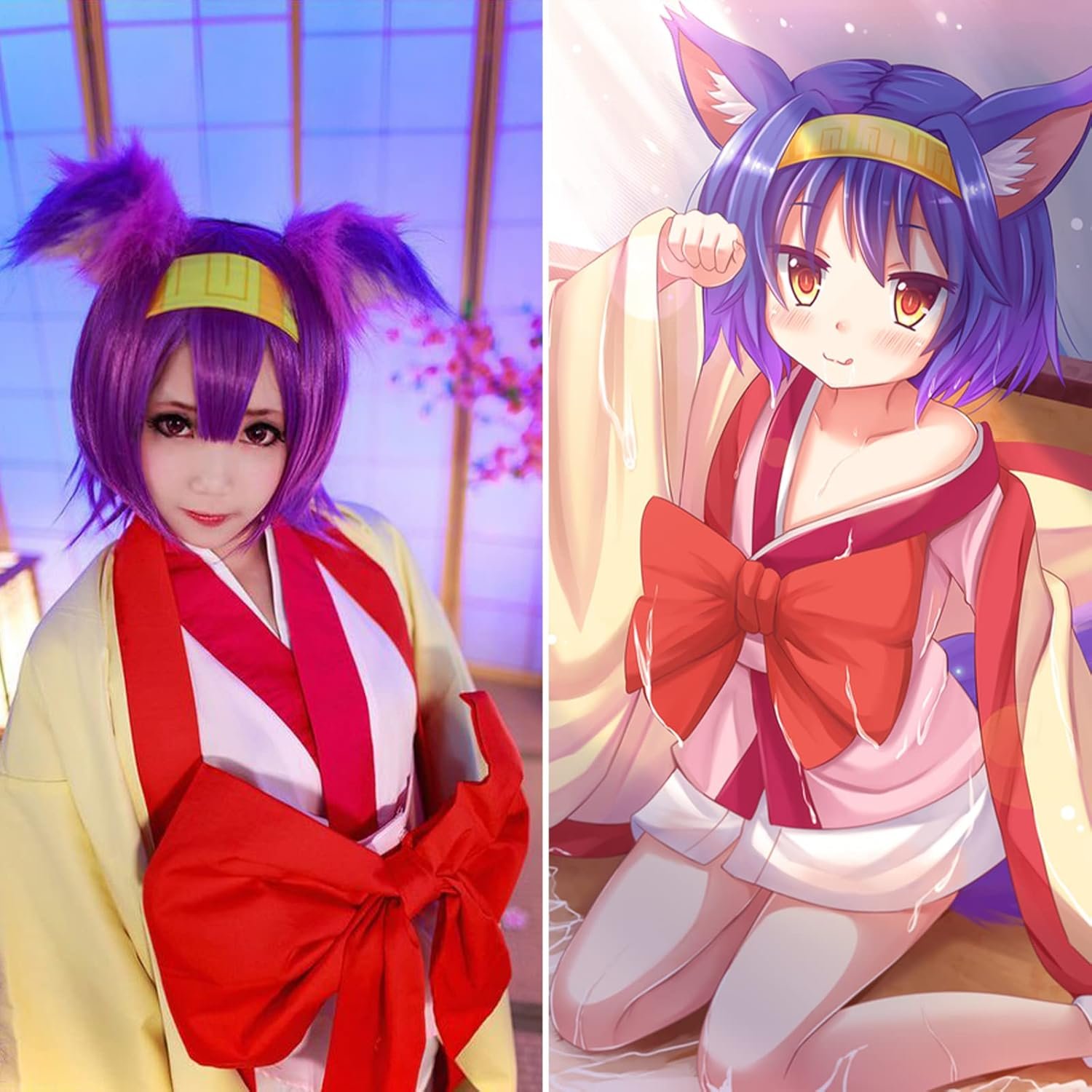 Akkya Wigs for Women Short Colored Hair Wig with Bangs Wavy Synthetic Bob Shoulder Length Light Purple Wig for Party Costume Cosplay (12inch,light purple) - Image 6