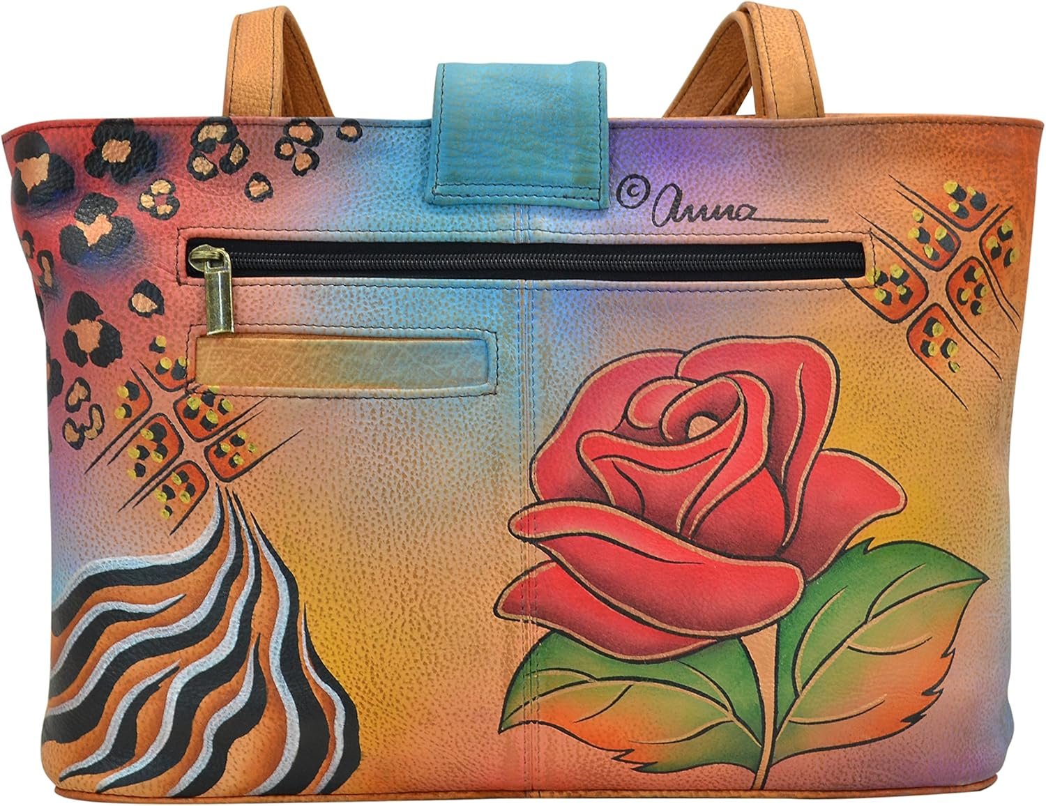 Anna by Anuschka Women's Hand Painted Genuine Leather Medium Tote - Image 3