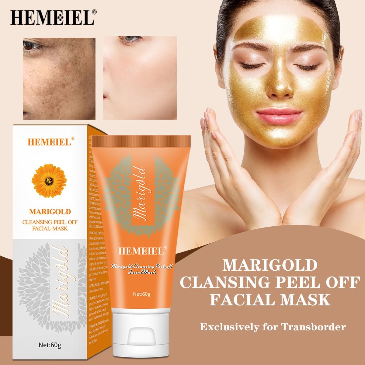 Calendula Peel Off Pore Minimizing Facial Mask, Blackhead Remover Mask, Gold Peel Off Facial Mask, Deep Cleansing for Face Nose Blackhead Pores Acne, For All Skin Types - Image 4