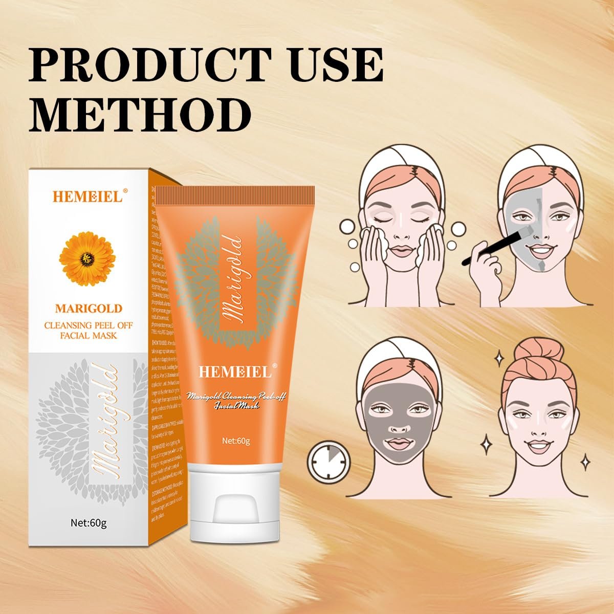 Calendula Peel Off Pore Minimizing Facial Mask, Blackhead Remover Mask, Gold Peel Off Facial Mask, Deep Cleansing for Face Nose Blackhead Pores Acne, For All Skin Types - Image 8