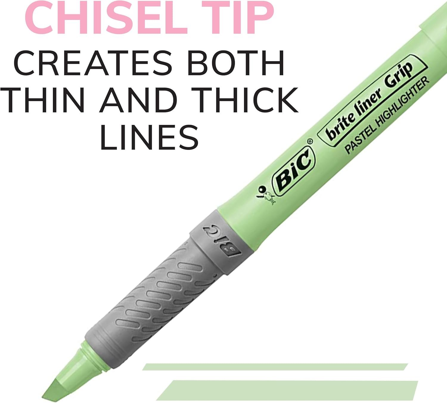 BIC Brite Liner Grip Pastel Highlighters, Versatile Chisel Tip, Soft Grip, Cute Highlighters for Holiday List-Making, 12-Count Gift Set in Assorted Colors - Image 6