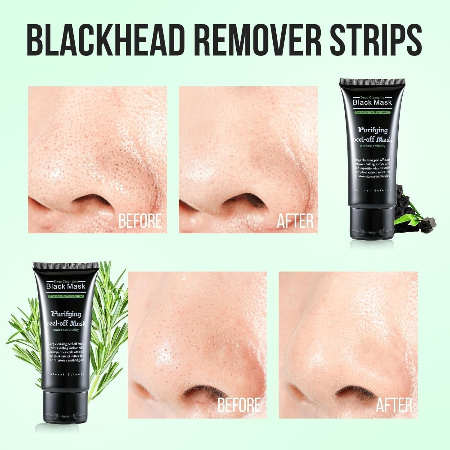 Blackhead Remover Mask, Charcoal Peel Off Facial Mask, Deep Cleansing for Face Skin Care, Nose Back Blackhead Pores Acne, Nose Blackhead Remover Mask, Pore Remover for All Skin Types - Image 5
