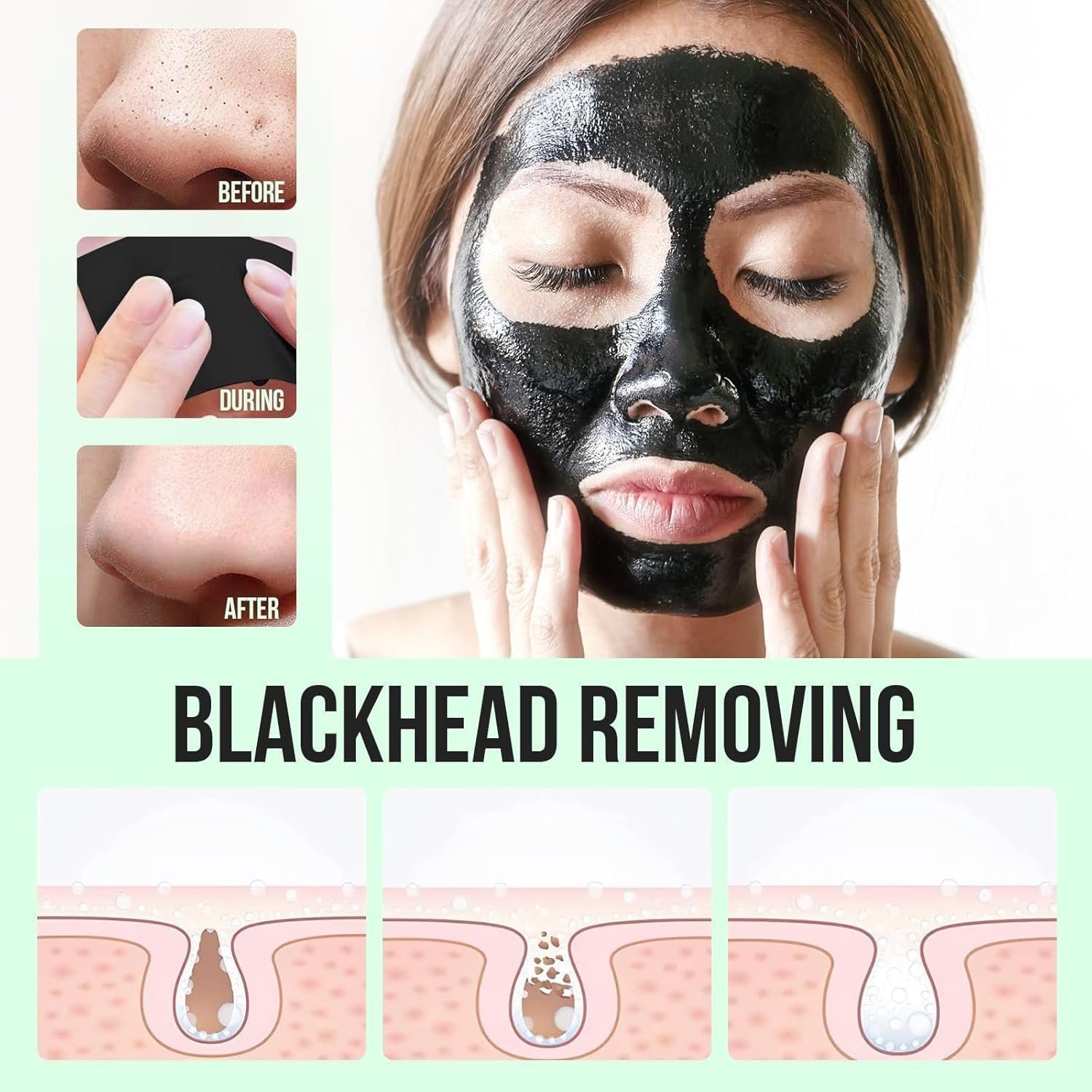 Blackhead Remover Mask, Charcoal Peel Off Facial Mask, Deep Cleansing for Face Skin Care, Nose Back Blackhead Pores Acne, Nose Blackhead Remover Mask, Pore Remover for All Skin Types - Image 9