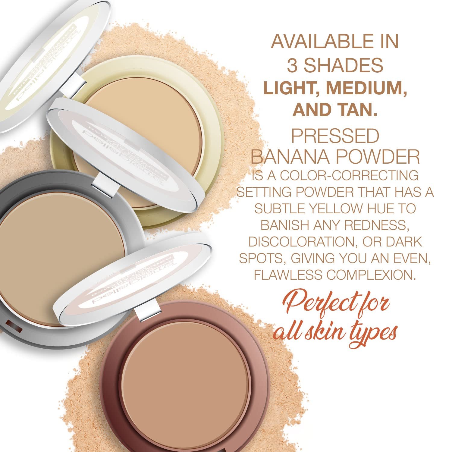 bellapierre Pressed Banana Setting Powder | Lightweight Color Corrector | Eliminates Dark Under Eye Circles & Redness | Talc-Free Powder | Compact Matte Banana Powder - Light - 0.28 Oz - Image 4