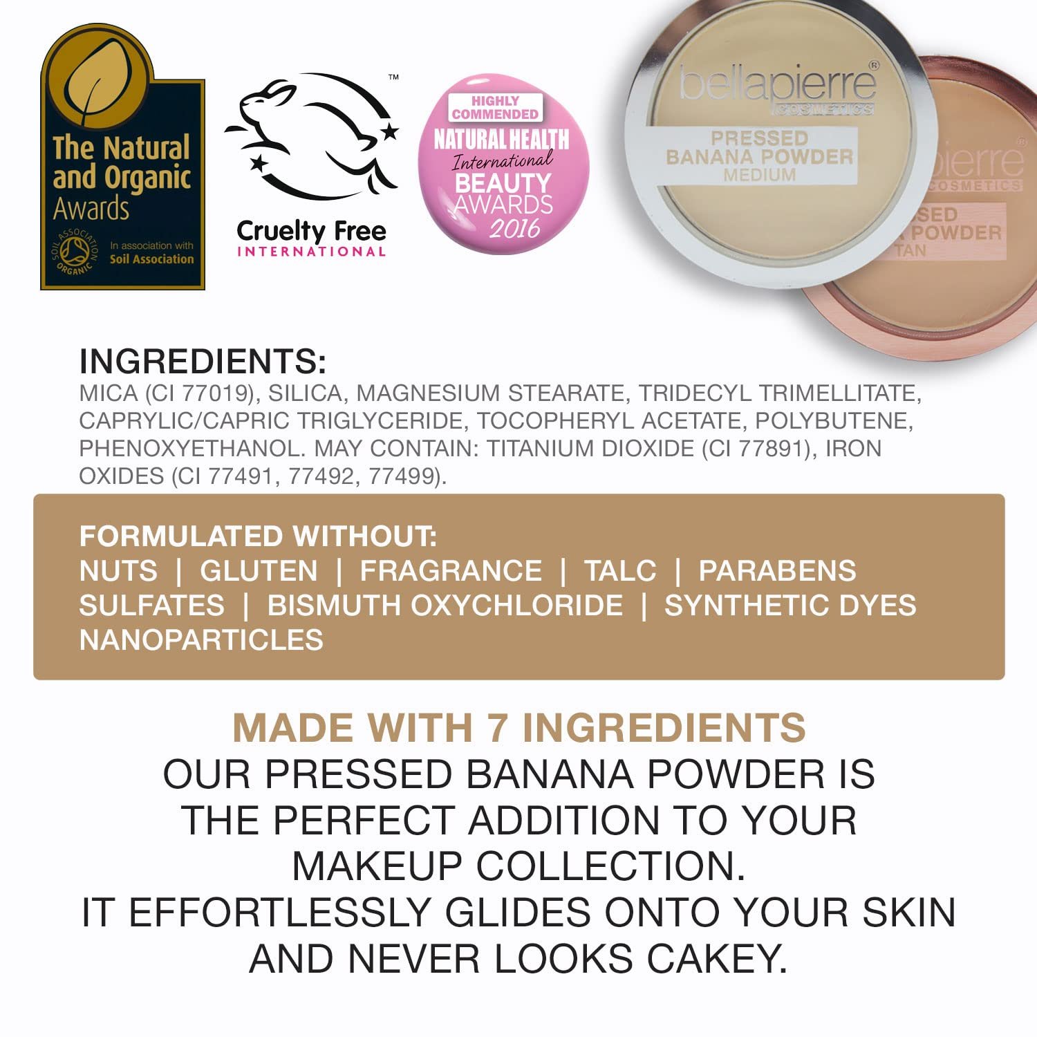 bellapierre Pressed Banana Setting Powder | Lightweight Color Corrector | Eliminates Dark Under Eye Circles & Redness | Talc-Free Powder | Compact Matte Banana Powder - Light - 0.28 Oz - Image 5