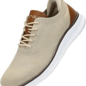 Men’s Mesh Dress Shoes Casual Business Lace Up Oxford Sneakers Lightweight Breathable Walking Shoes Comfortable Thick Sole Tennis Footwear
