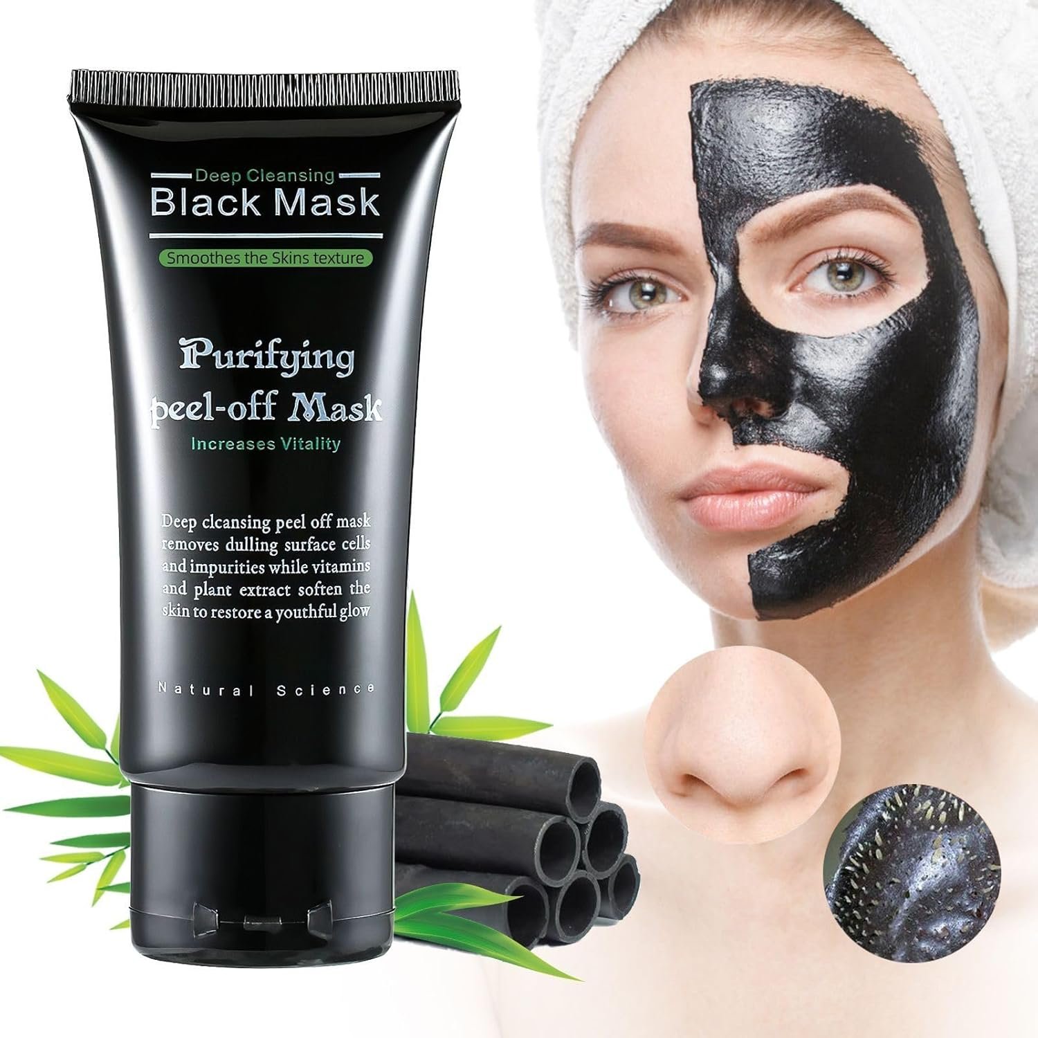 Blackhead Remover Mask, Charcoal Peel Off Facial Mask, Deep Cleansing for Face Skin Care, Nose Back Blackhead Pores Acne, Nose Blackhead Remover Mask, Pore Remover for All Skin Types - Image 2