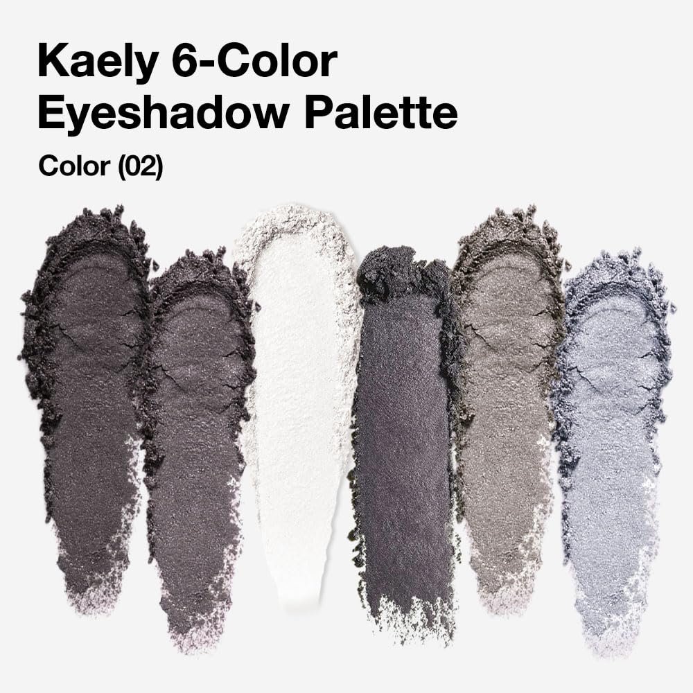 Kaely 6 Colors Mini Eyeshadow Makeup Palette for Women Smoky Eyes, Black Smoky Gray Grey White Silver Taupe Glitter Shimmer Eye Shadow Palette Long Lasting Pigmented Built in Mirror Travel Size 02 - Image 4