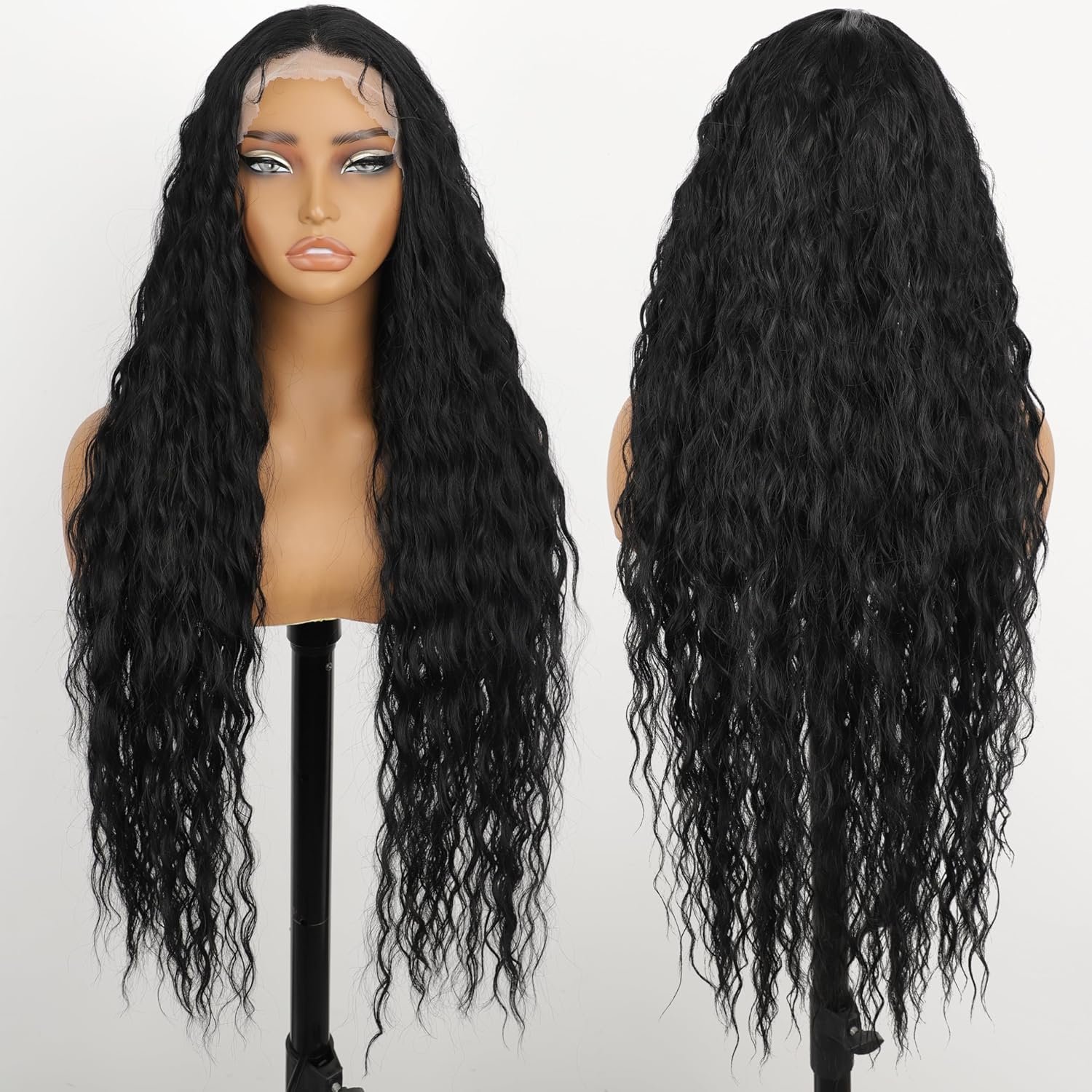 AISI HAIR 13x4 Black Curly Lace Front Wig for Black Women 30 Inch Long Black Wig HD Transparent Lace Frontal Wigs with Baby Hair - Image 4
