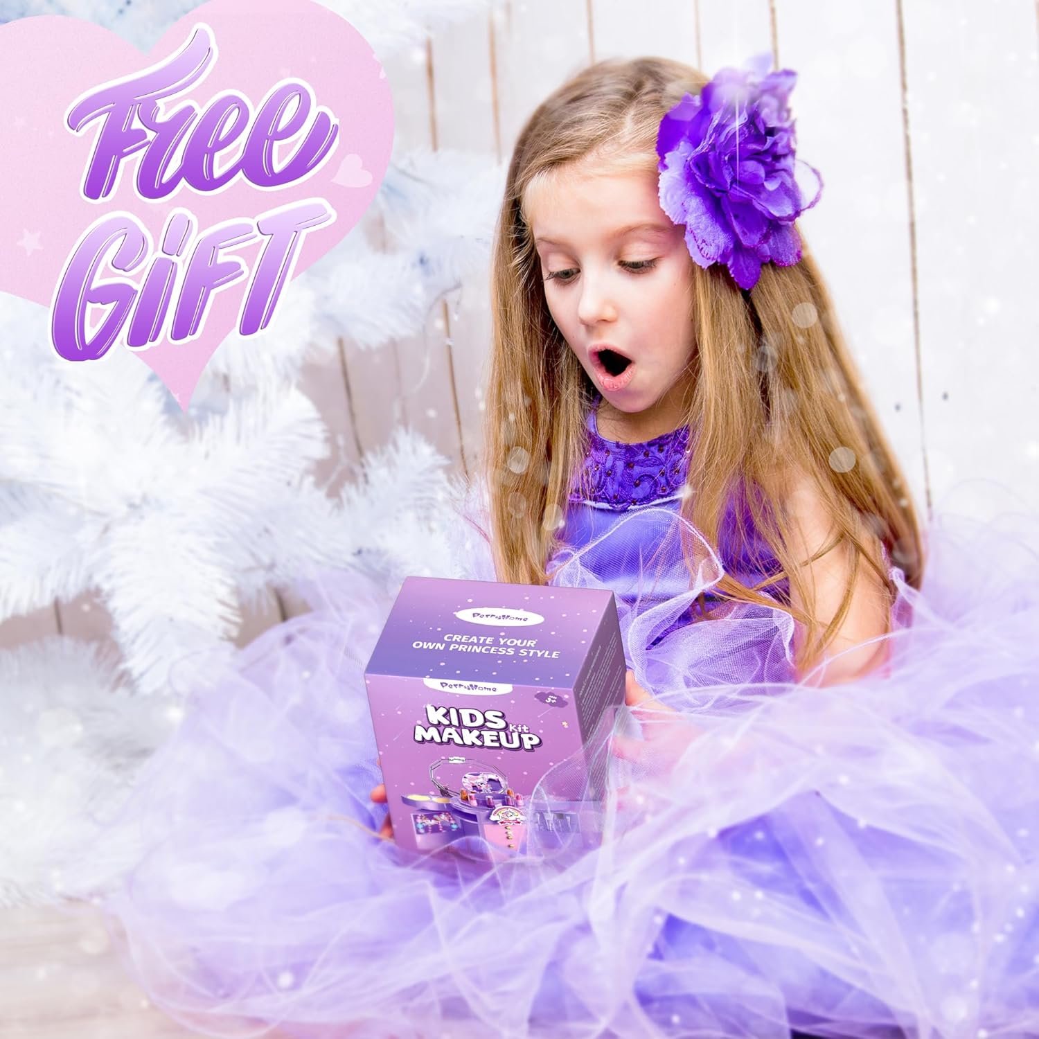 PERRYHOME Kids Makeup Set for Girl 63 Pcs Unicorn Toys for Girls, Real Washable Non-Toxic Cosmetic Toddler Make Up Kit, Unicorn Toys Princess Dress up Christmas & Birthday Girl Gifts for 3-12(Purple) - Image 8