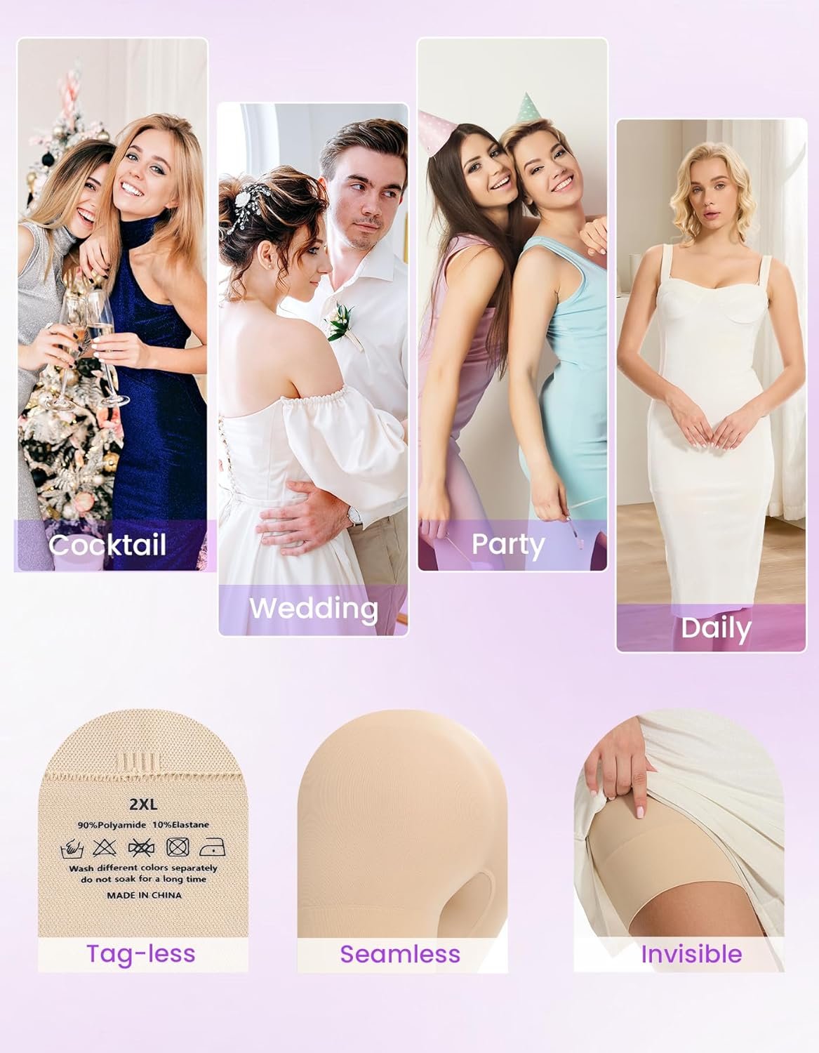 SIMIYA Shapewear Tummy Control Shorts for Women, 5-IN-1 Body Shaper High Waisted Girdle Boyshort Slip Short for Under Dresses - Image 6