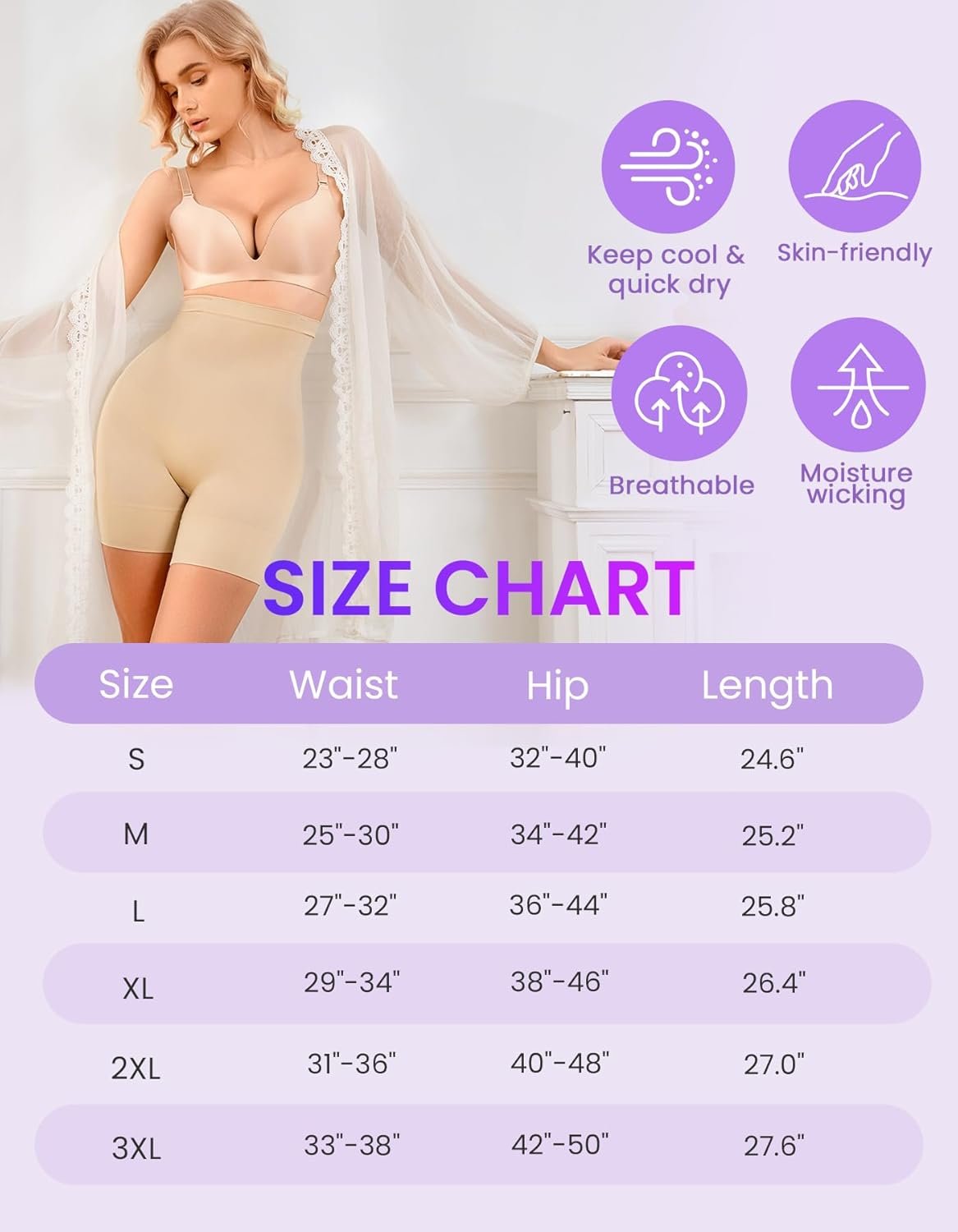 SIMIYA Shapewear Tummy Control Shorts for Women, 5-IN-1 Body Shaper High Waisted Girdle Boyshort Slip Short for Under Dresses - Image 7