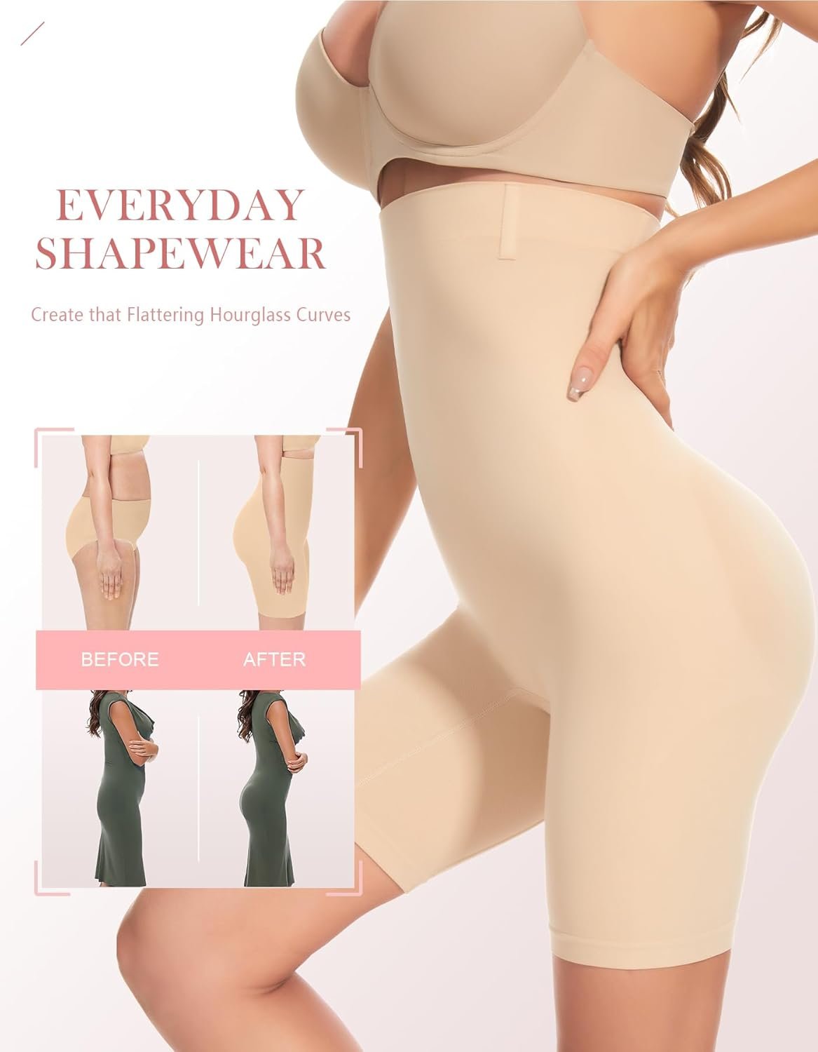 Shapewear Tummy Control Shorts - High Waisted Body Shaper Underwear Compression Thigh Slimmer Butt Lifting Pantis - Image 3