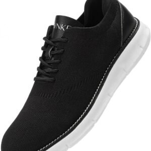 Men’s Mesh Dress Shoes Casual Business Lace Up Oxford Sneakers Lightweight Breathable Walking Shoes Comfortable Thick Sole Tennis Footwear
