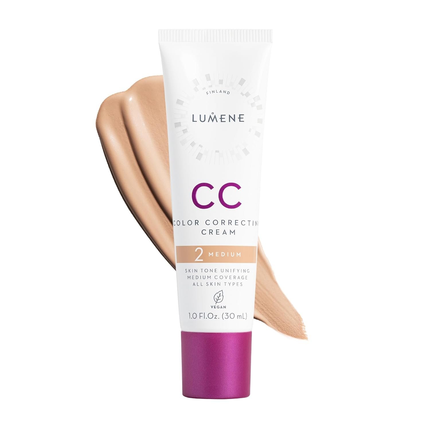 Lumene Color Correcting CC Cream - Lightweight Foundation - Medium Coverage - Redness Reducing Face Makeup for a Glowing Complexion - Vegan Formula + Suitable for All Skin Types - Medium (1 fl oz) - Image 2