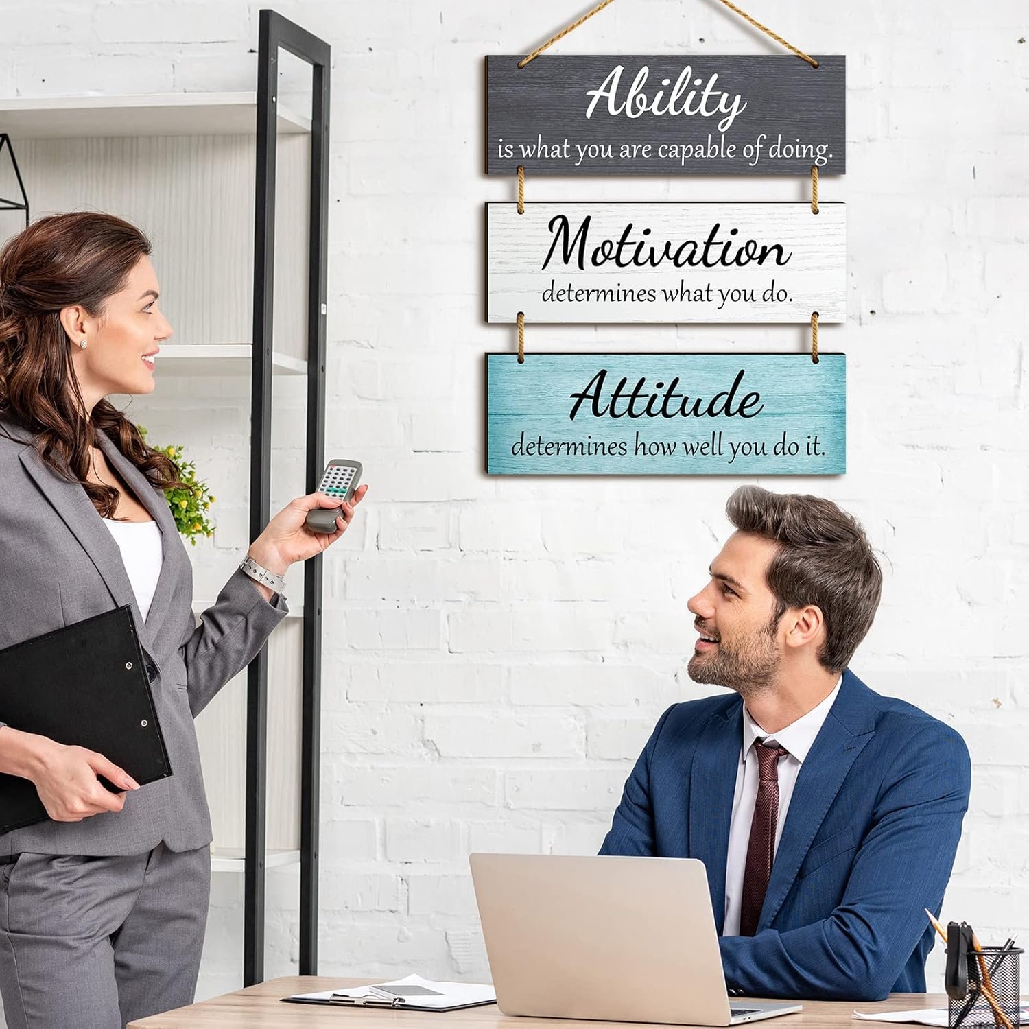 Jetec Office Wall Decor Inspirational Rustic Motivational Plaques with Sayings Wooden Hangings Ability Sign Bathroom for Home Office Art Decoration(Fresh Color) - Image 5