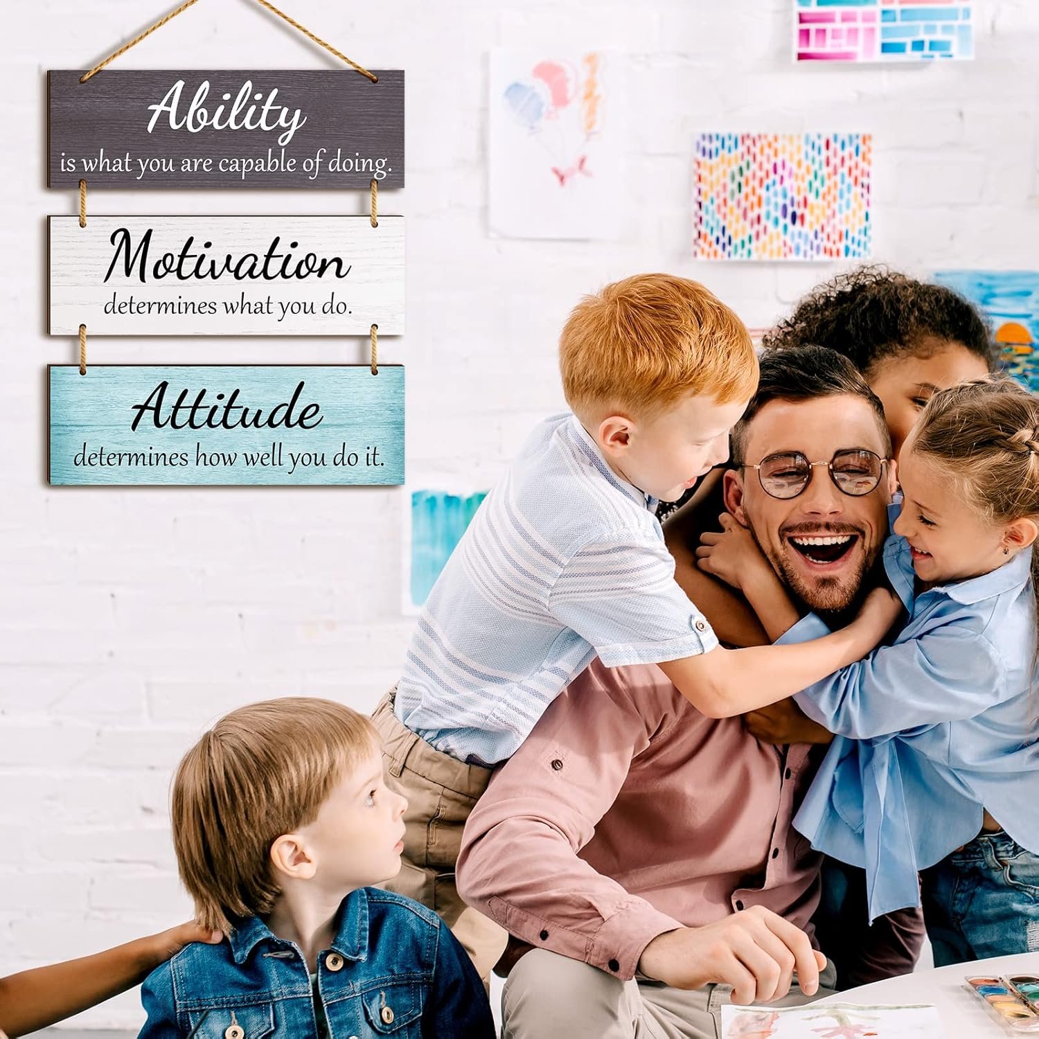 Jetec Office Wall Decor Inspirational Rustic Motivational Plaques with Sayings Wooden Hangings Ability Sign Bathroom for Home Office Art Decoration(Fresh Color) - Image 8