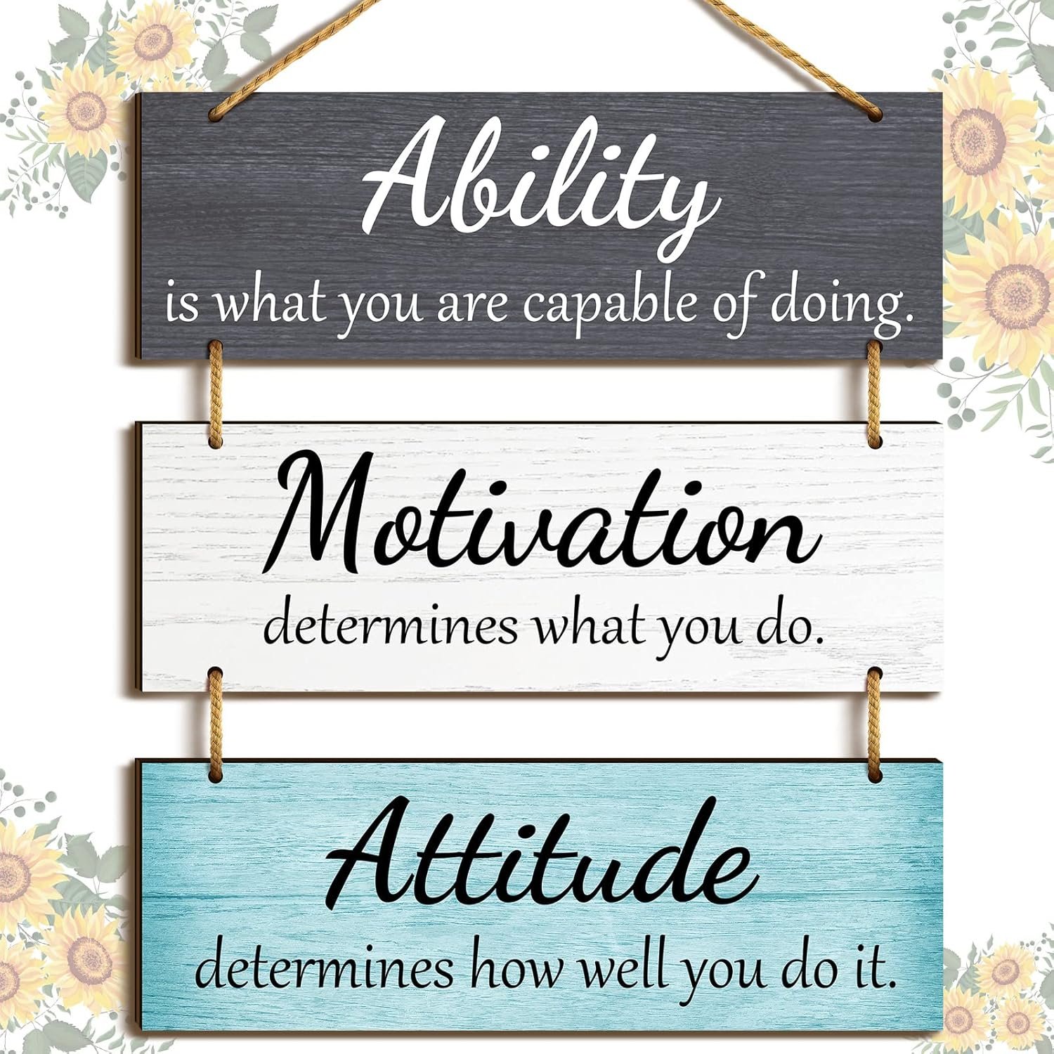 Jetec Office Wall Decor Inspirational Rustic Motivational Plaques with Sayings Wooden Hangings Ability Sign Bathroom for Home Office Art Decoration(Fresh Color) - Image 9