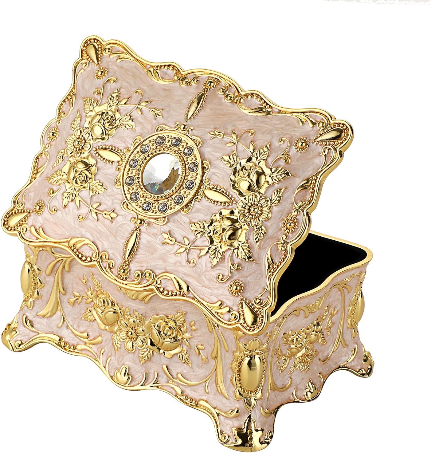 Hipiw Vintage Jewelry Organizer Box - Metal Trinket Storage Box Ornate Treasure Chest Box Jewelry Decorative box Keepsake Gift Box Case for Women Girls,4.9"x3.4"x2.7" - Image 8