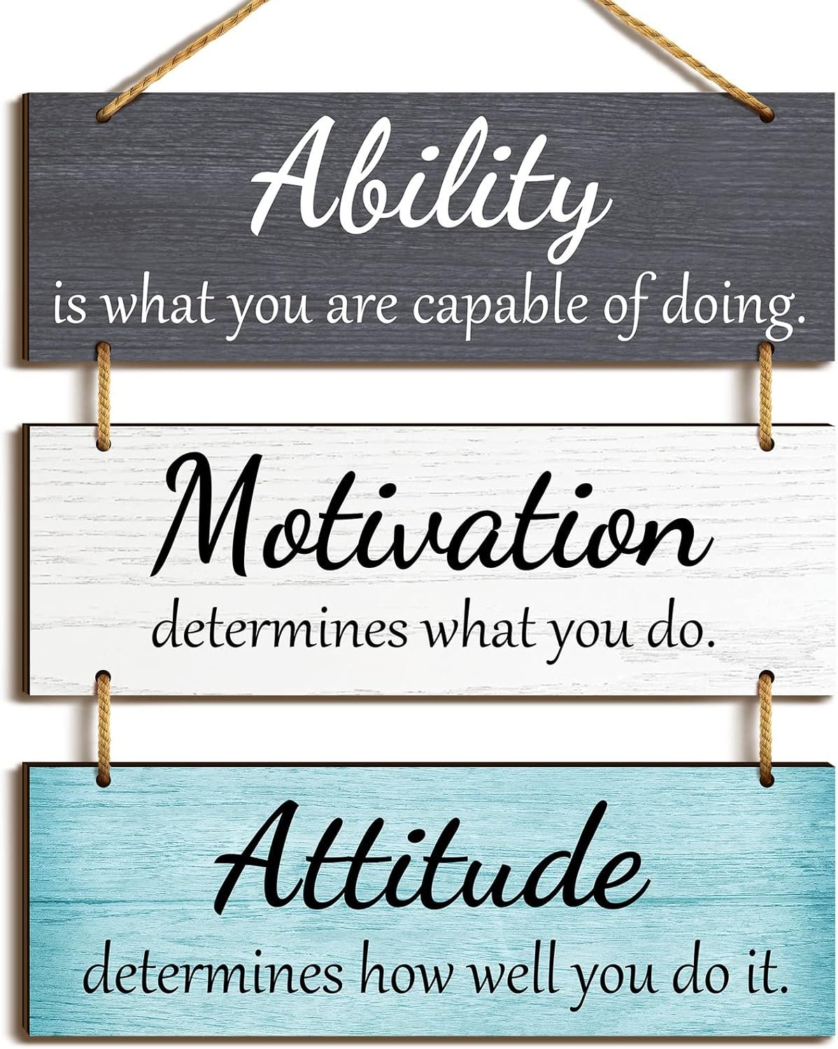 Jetec Office Wall Decor Inspirational Rustic Motivational Plaques with Sayings Wooden Hangings Ability Sign Bathroom for Home Office Art Decoration(Fresh Color) - Image 2