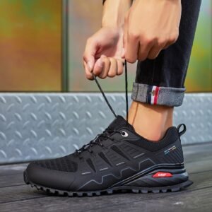 Men’s Trail Running Shoes Lightweight Breathable Walking Sneakers Fashion Hiking Shoes Cross-Training Shoes Outdoor Work Shoes, 7.5, 986-black