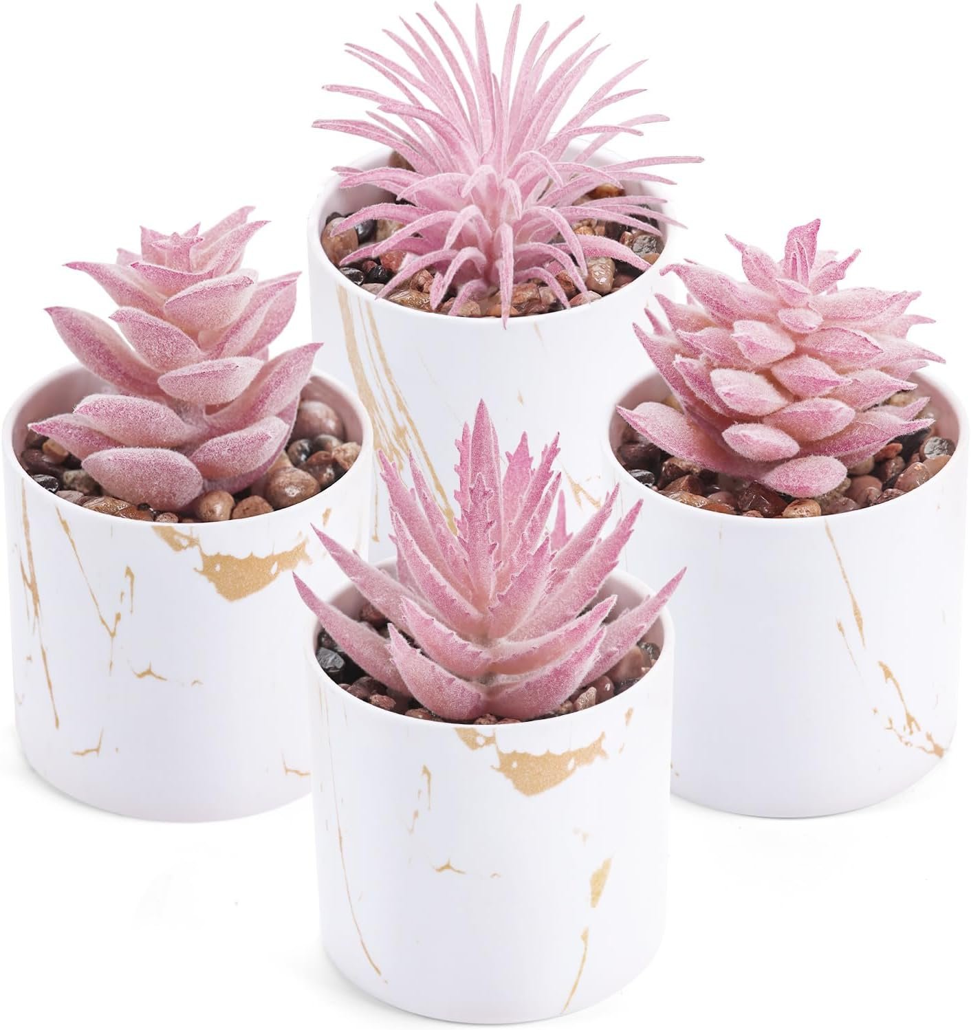 Der Rose 4 Packs Fake Plants Artificial Plants Indoor for Home Office Desk Accessories for Women - Image 2