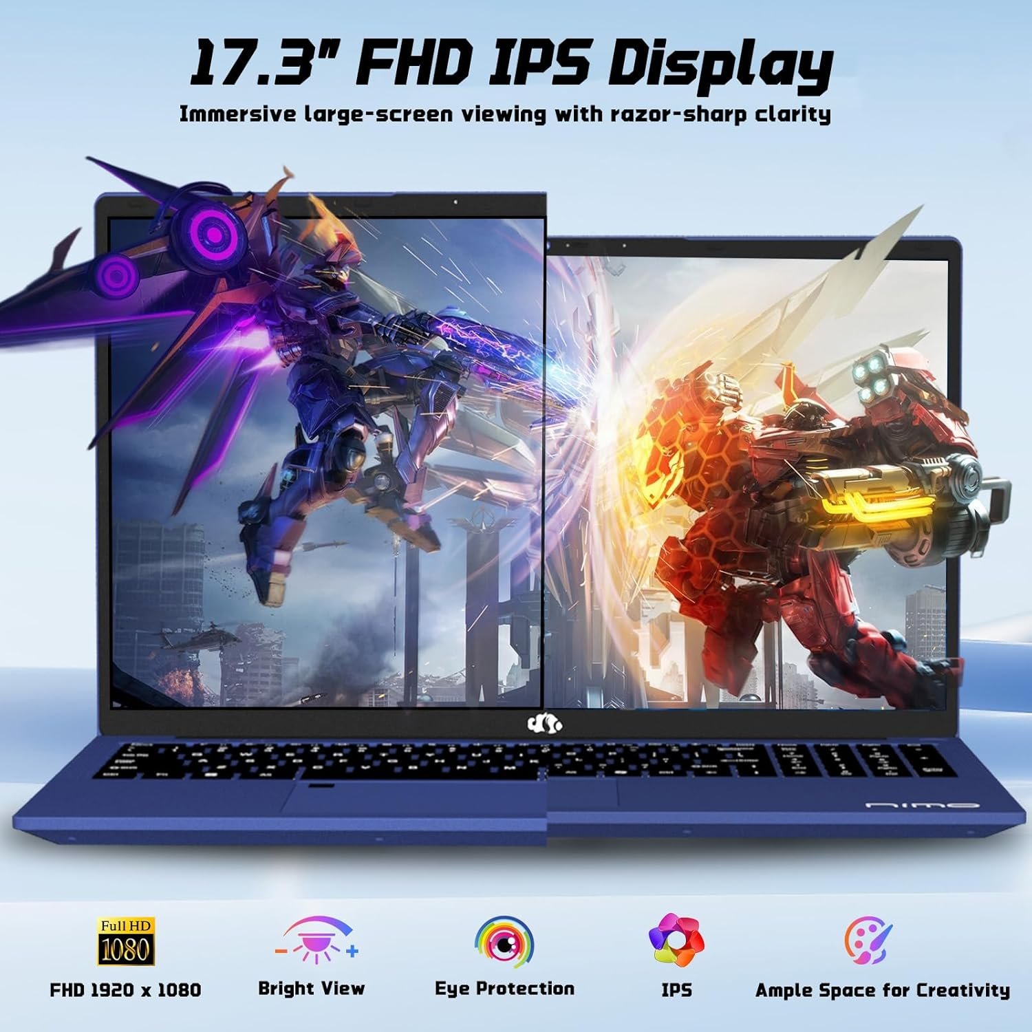 NIMO 17.3" IPS FHD-Student-Laptop- 16GB RAM 1TB SSD, Intel Pentium 4 Cores N100(Beat i3-1115G4, Up to 3.4GHz) Computer with 65W Type-C 2 Years Warranty Fingerprint Backlit Keyboard Wi-Fi 6 BT5.2 - Image 4