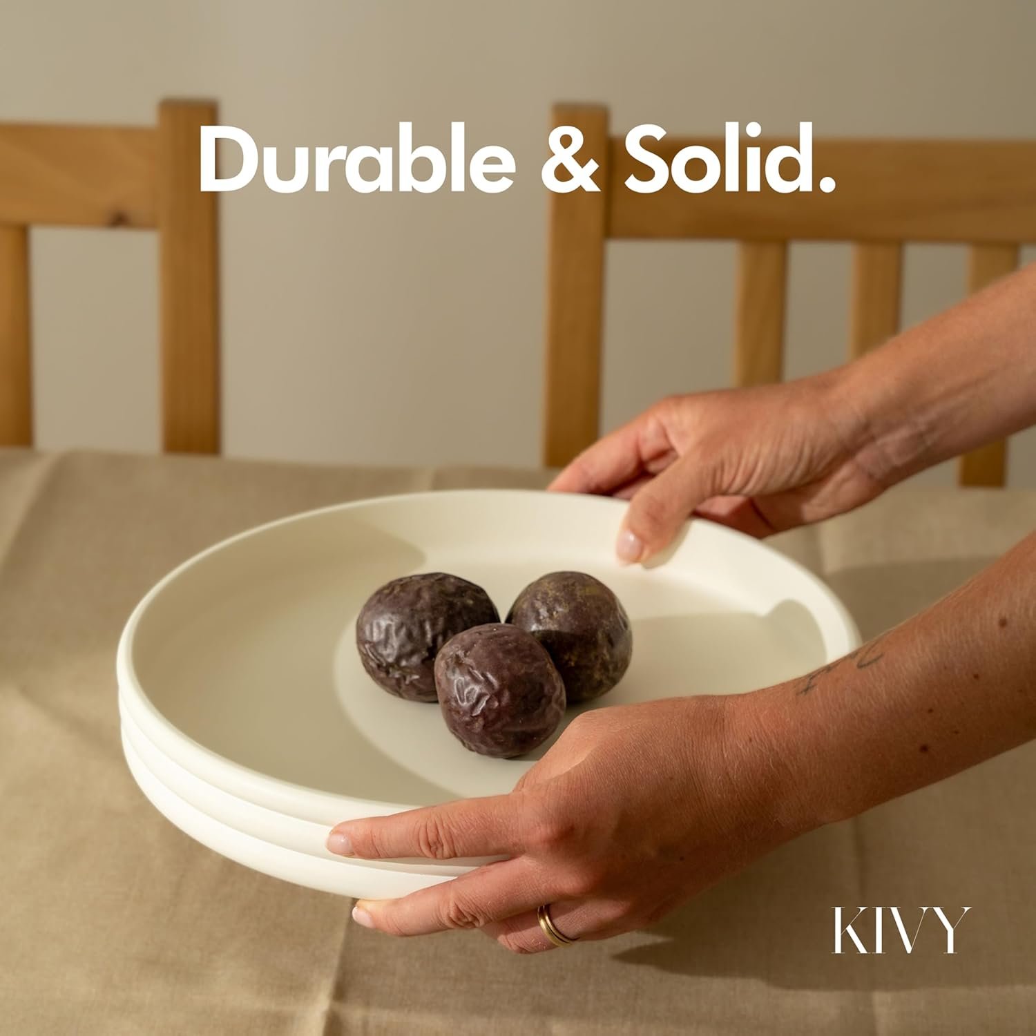 KIVY Round Decorative Concrete Tray 11x1,5 Inch - Modern Circle Coffee Table Tray - Home Decor Flat Bowl for Livingroom & Bedroom - Bandejas Decorativas - Circle Coffee Table Centerpiece (Cream) - Image 4