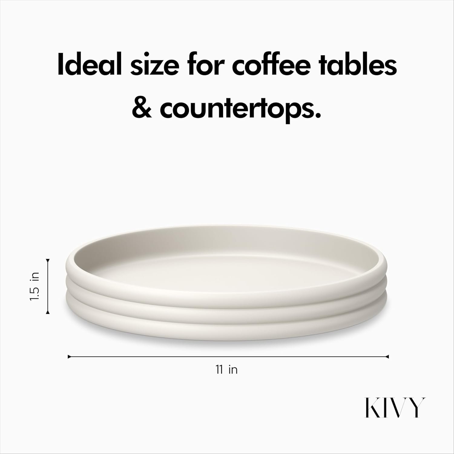 KIVY Round Decorative Concrete Tray 11x1,5 Inch - Modern Circle Coffee Table Tray - Home Decor Flat Bowl for Livingroom & Bedroom - Bandejas Decorativas - Circle Coffee Table Centerpiece (Cream) - Image 5