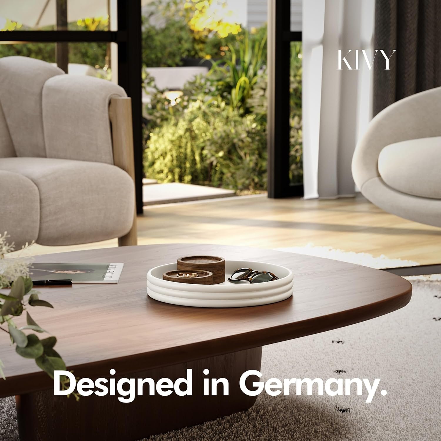 KIVY Round Decorative Concrete Tray 11x1,5 Inch - Modern Circle Coffee Table Tray - Home Decor Flat Bowl for Livingroom & Bedroom - Bandejas Decorativas - Circle Coffee Table Centerpiece (Cream) - Image 6