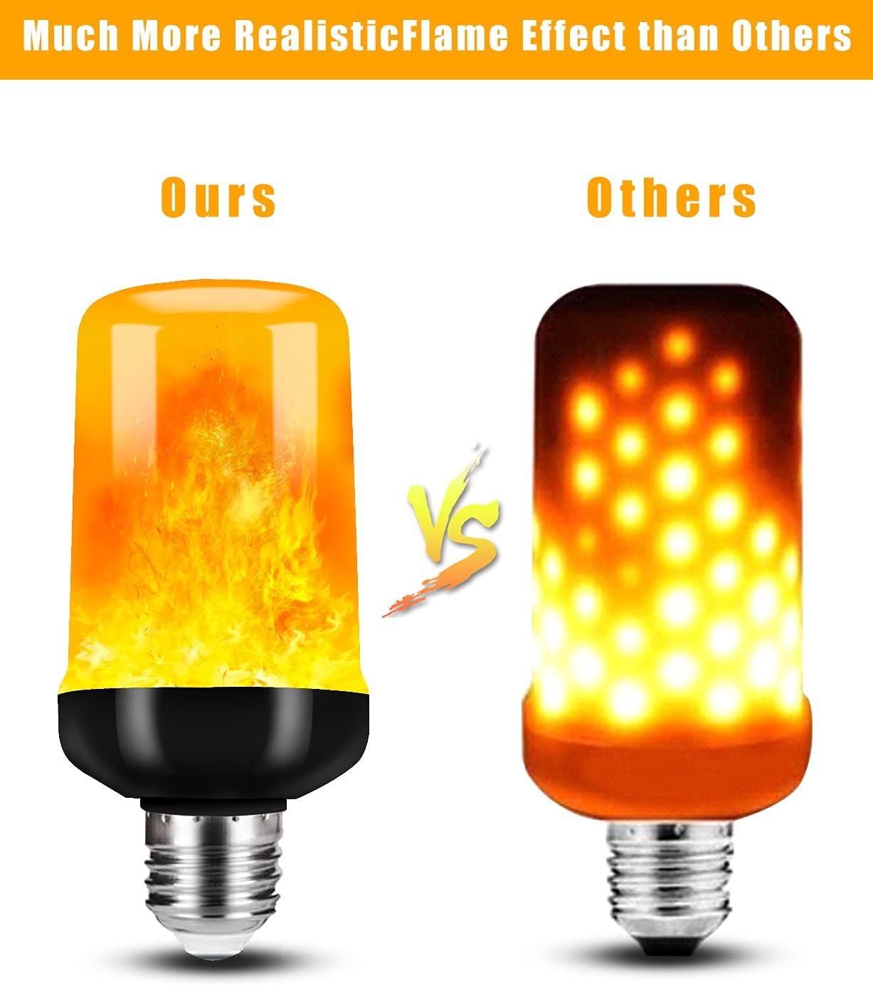 Hompavo 【Upgraded】 LED Flame Light Bulbs, 4 Modes Flickering Light Bulbs with Upside Down Effect, E26/E27 Flame Bulb for Halloween Christmas Party Patio Porch Home Indoor & Outdoor Decorations - 2 - Image 4