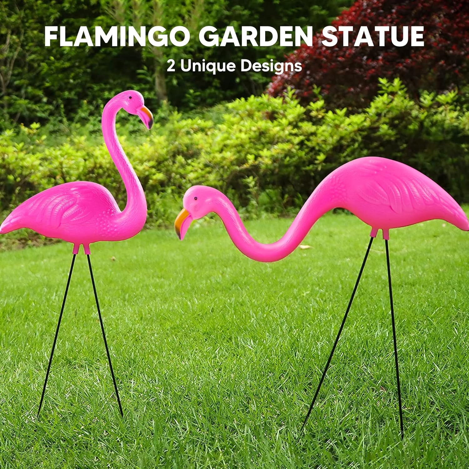 JOYIN Set of 6 Small Pink Flamingo Yard Ornament Stakes, Mini Lawn Plastic Flamingo Statue with Metal Legs for Sidewalks, Outdoor Garden, Luau Party, Tropical Party Decor, 2 Styles - Image 4