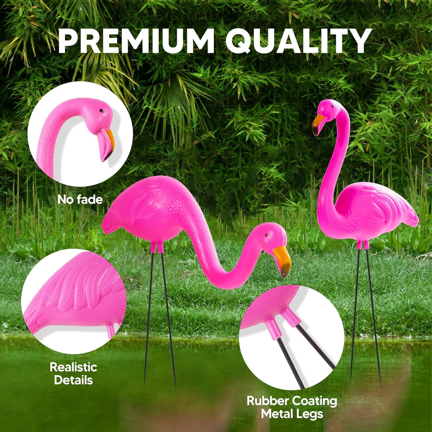 JOYIN Set of 6 Small Pink Flamingo Yard Ornament Stakes, Mini Lawn Plastic Flamingo Statue with Metal Legs for Sidewalks, Outdoor Garden, Luau Party, Tropical Party Decor, 2 Styles - Image 5