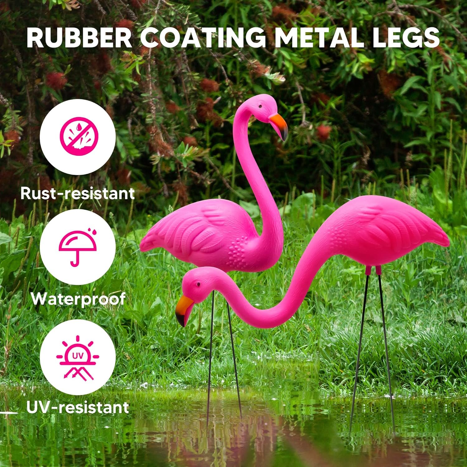 JOYIN Set of 6 Small Pink Flamingo Yard Ornament Stakes, Mini Lawn Plastic Flamingo Statue with Metal Legs for Sidewalks, Outdoor Garden, Luau Party, Tropical Party Decor, 2 Styles - Image 6