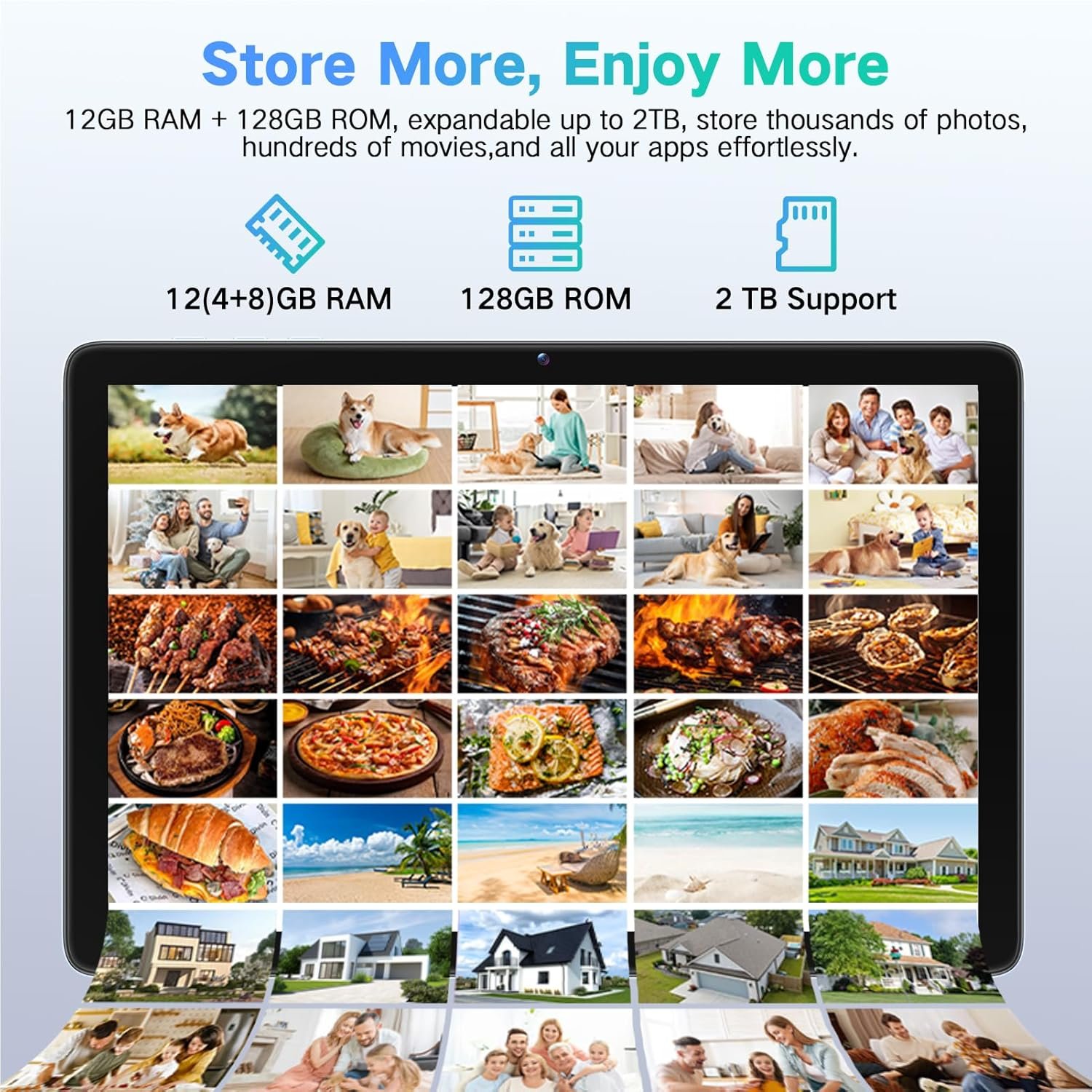 Android 15 Tablet 10.1 Inch - 12GB+128GB Large Screen WiFi Tablets with Octa-Core, HD Touch Screen Tablets with Camera, Long Battery Life, 2025 Tablet PC for Reading, Streaming, Split Screen - Image 5