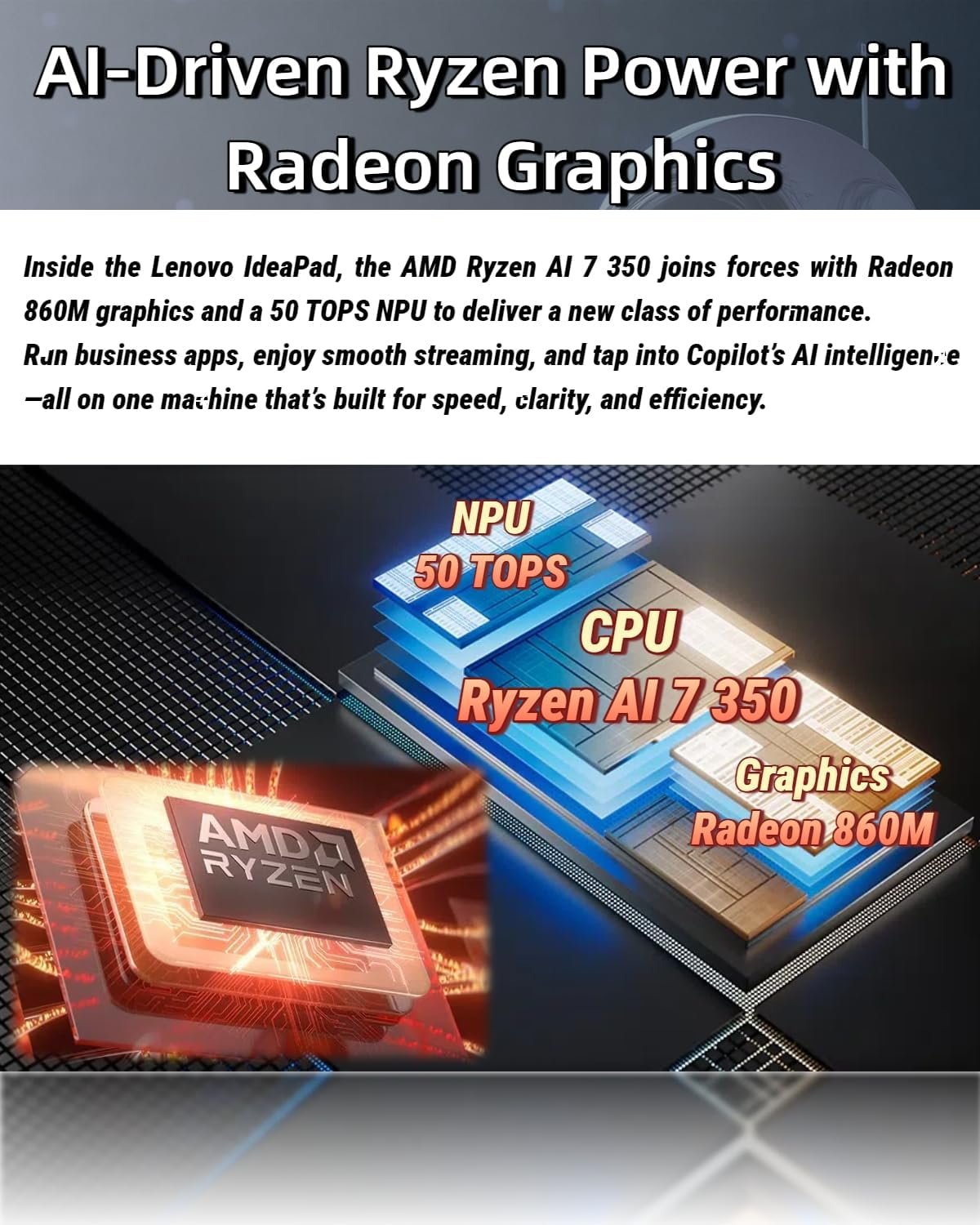 Lenovo IdeaPad Copilot+ Business Laptop - 16" FHD+ Touchscreen - AMD Ryzen AI 7 350(Beat Core 7 150U) - 50 TOPS NPU - Facial Login IR Cam - Backlit KB -Win 11 Pro-Redragon Bundle (64GB DDR5 | 4TB SSD) - Image 3