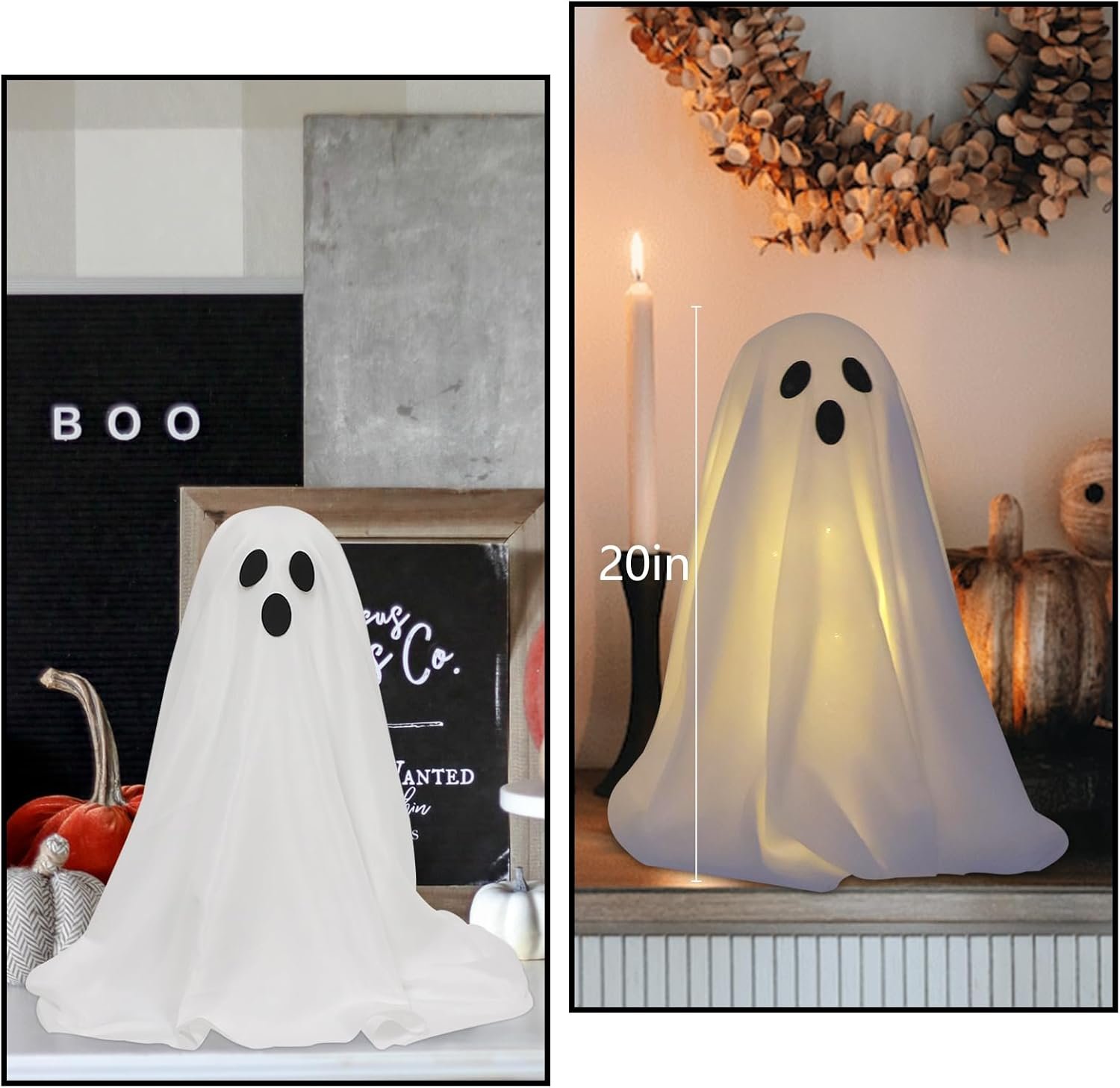 DAZONGE 2 Packs Halloween Decorations, Spooky Ghost Decor with String Lights Battery Operated, Easy to Assemble Ghost Halloween Decorations Indoor - Image 5
