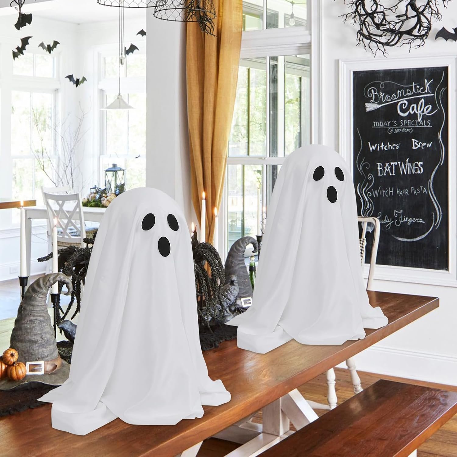 DAZONGE 2 Packs Halloween Decorations, Spooky Ghost Decor with String Lights Battery Operated, Easy to Assemble Ghost Halloween Decorations Indoor - Image 6