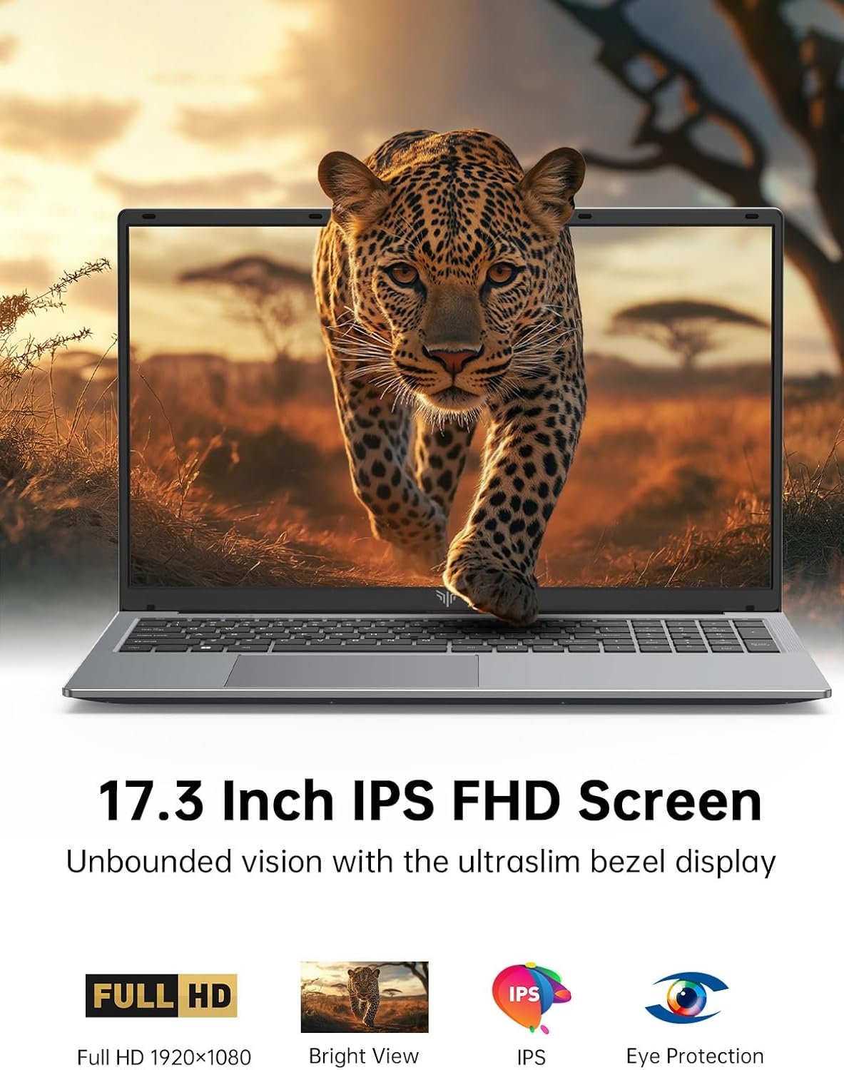2025 New Laptop,17.3-Inch FHD Display Laptop with Quad Core-12th Alder Lake N95(Up to 3.4GHz), 16GB RAM 512GB ROM Traditional Laptop Computer, 6000Mah Battery,Silver - Image 3