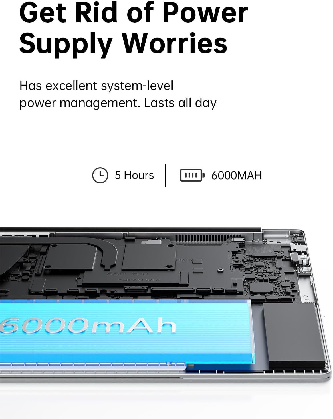 2025 New Laptop,17.3-Inch FHD Display Laptop with Quad Core-12th Alder Lake N95(Up to 3.4GHz), 16GB RAM 512GB ROM Traditional Laptop Computer, 6000Mah Battery,Silver - Image 5