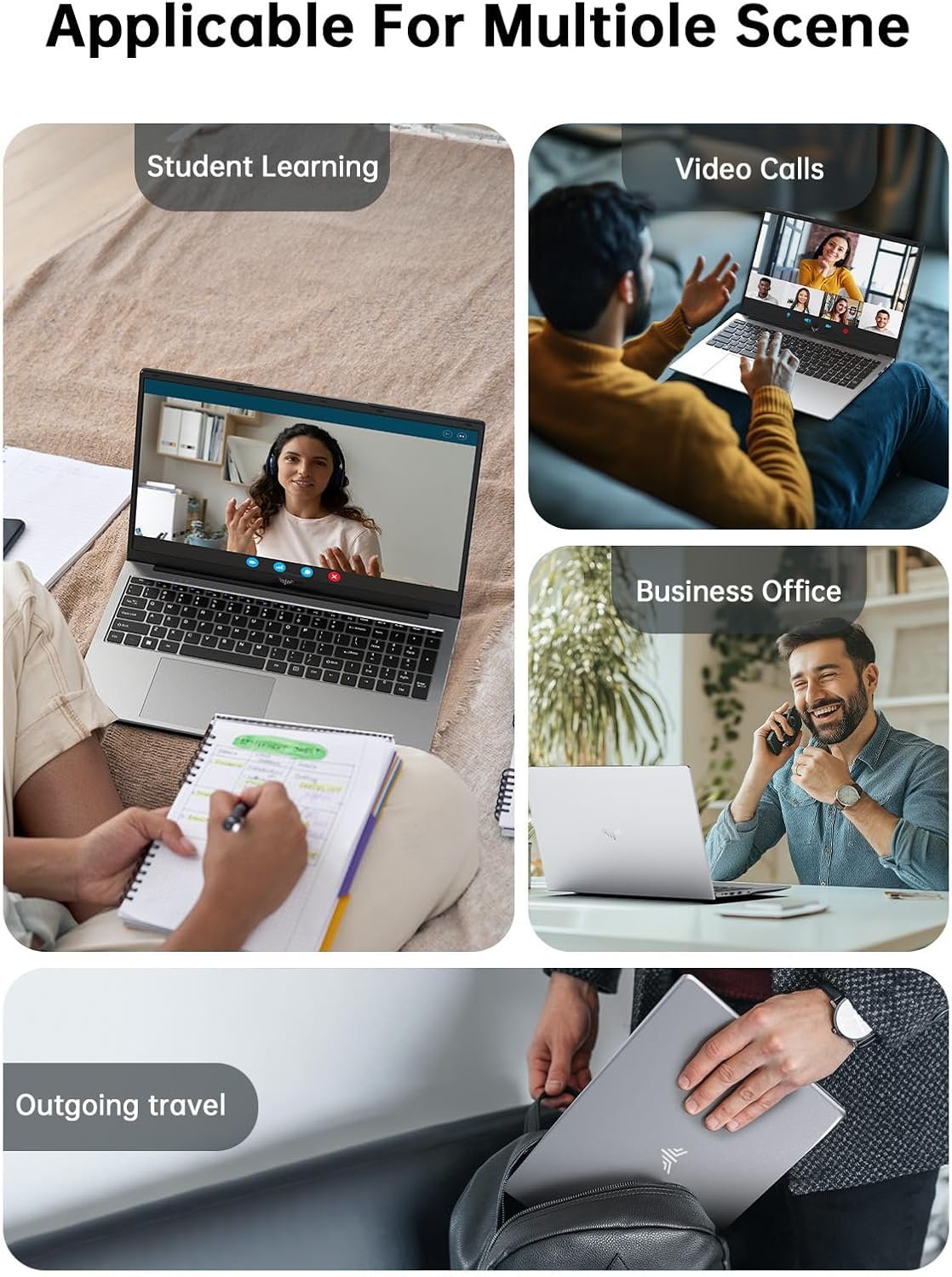 2025 New Laptop,17.3-Inch FHD Display Laptop with Quad Core-12th Alder Lake N95(Up to 3.4GHz), 16GB RAM 512GB ROM Traditional Laptop Computer, 6000Mah Battery,Silver - Image 7