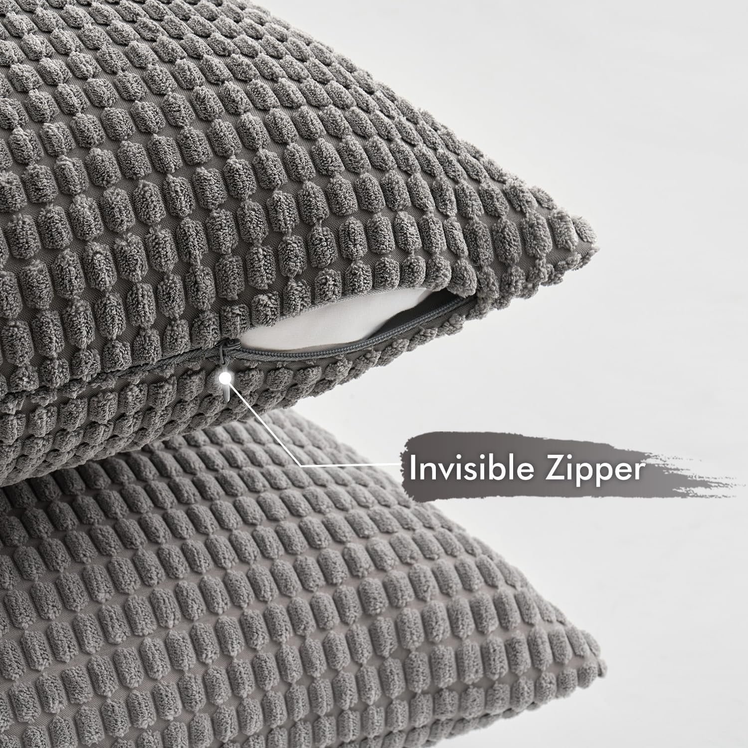 MIULEE Timeless Neutral Pillow Covers 18x18 Inch Set of 4 Mid Century Modern Grey Throw Pillows Rustic Corduroy Couch Pillowcases Nordic Home Decor for Sofa Living Room Bed - Image 7