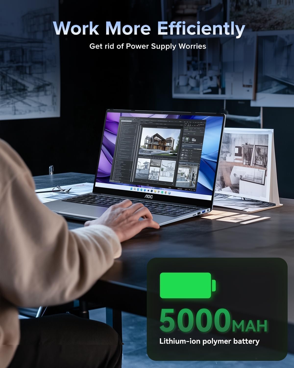 AOC 2025 Laptop, 15.6 inch FHD Screen Laptop Computer, Work Laptops with Intel N95 Processor Laptop 16GB RAM, 512GB SSD, Windows 11 Laptop Computer, Light&Thin, Metal Shell, Webcam, Type-C, USB 3.2 - Image 9