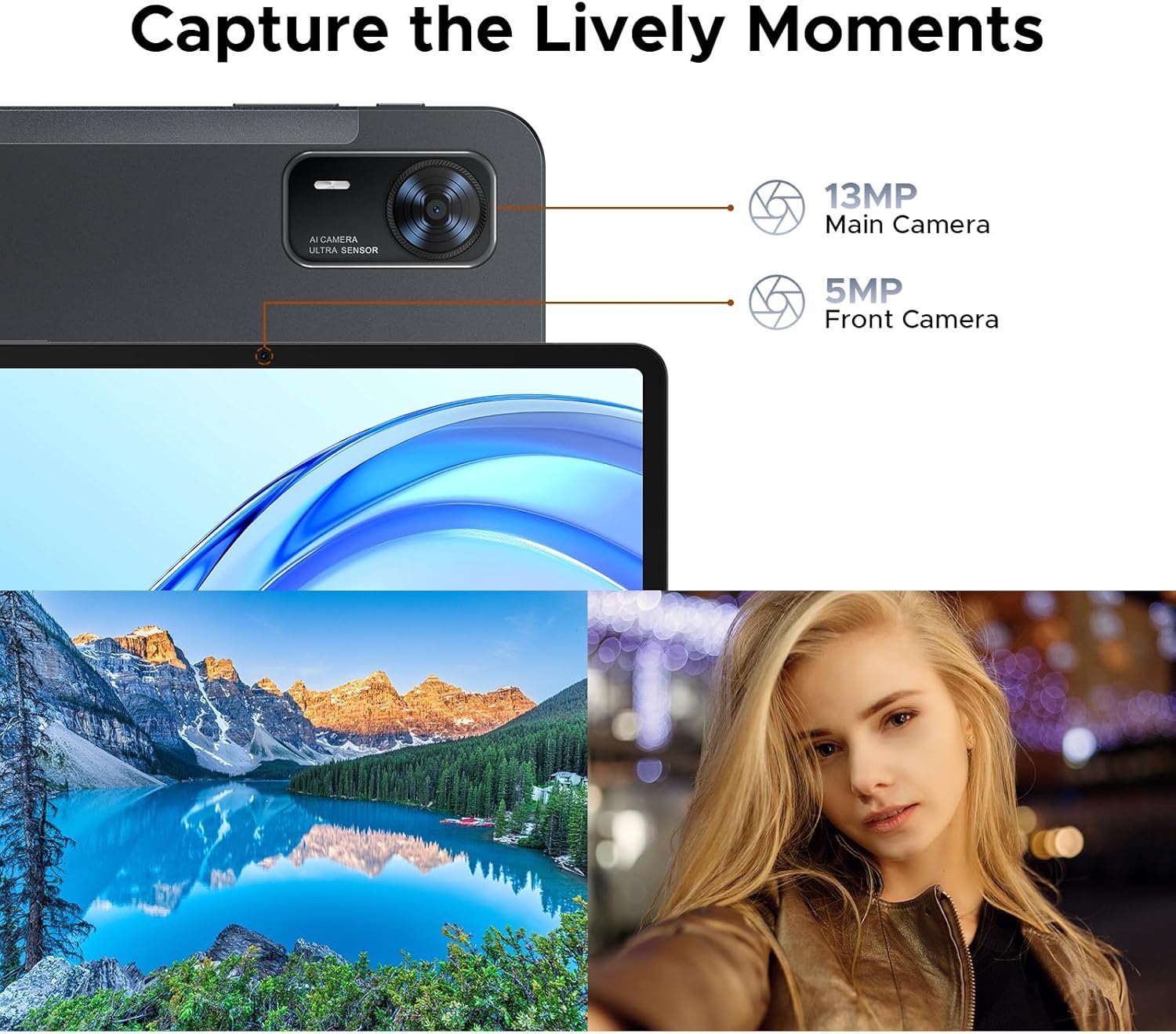 DOOGEE Tab E3+ Android 15 Tablet,Helio G100 Octa-Core,12 inch Tablet,32GB+256GB/TF 2TB,7.5mm Ultra-Thin,90Hz Display,8800mAh,Bluetooth 5.0+5G WiFi,13MP+5MP,Gemini AI/Dual SIM/Face ID/OTG/GPS,Black - Image 9