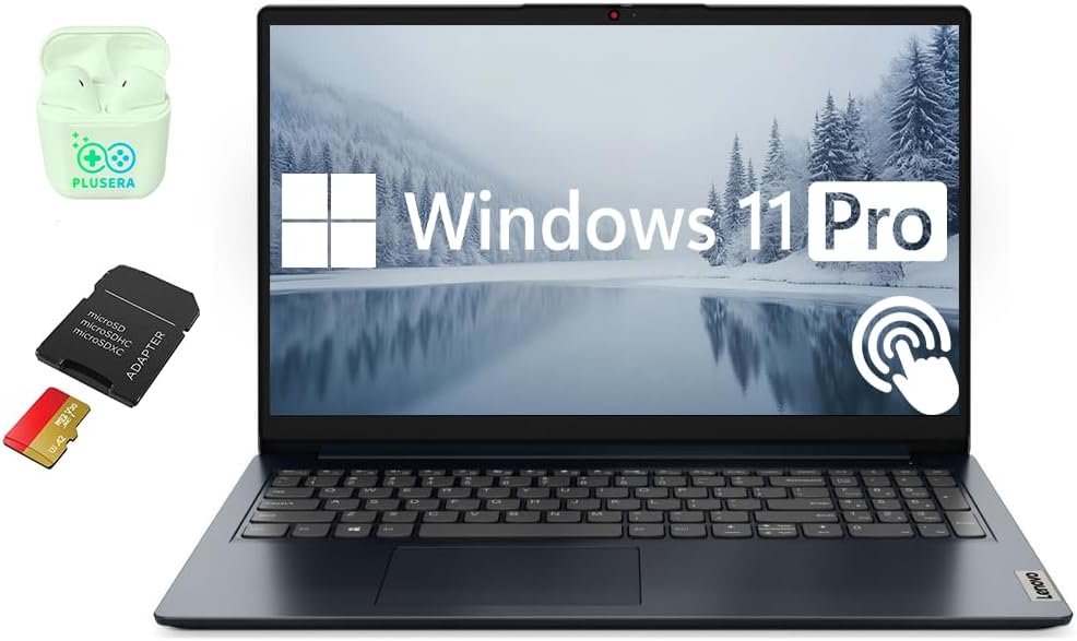 Lenovo IdeaPad 15.6” FHD Touchscreen Laptop, 24GB RAM 1.5TB Storage (1TB SSD+512GB SD Card), 10-Cores Intel Core i5-1235U, Windows 11 Pro with Microsoft Office Included, PLUSERA Earphones - Image 2